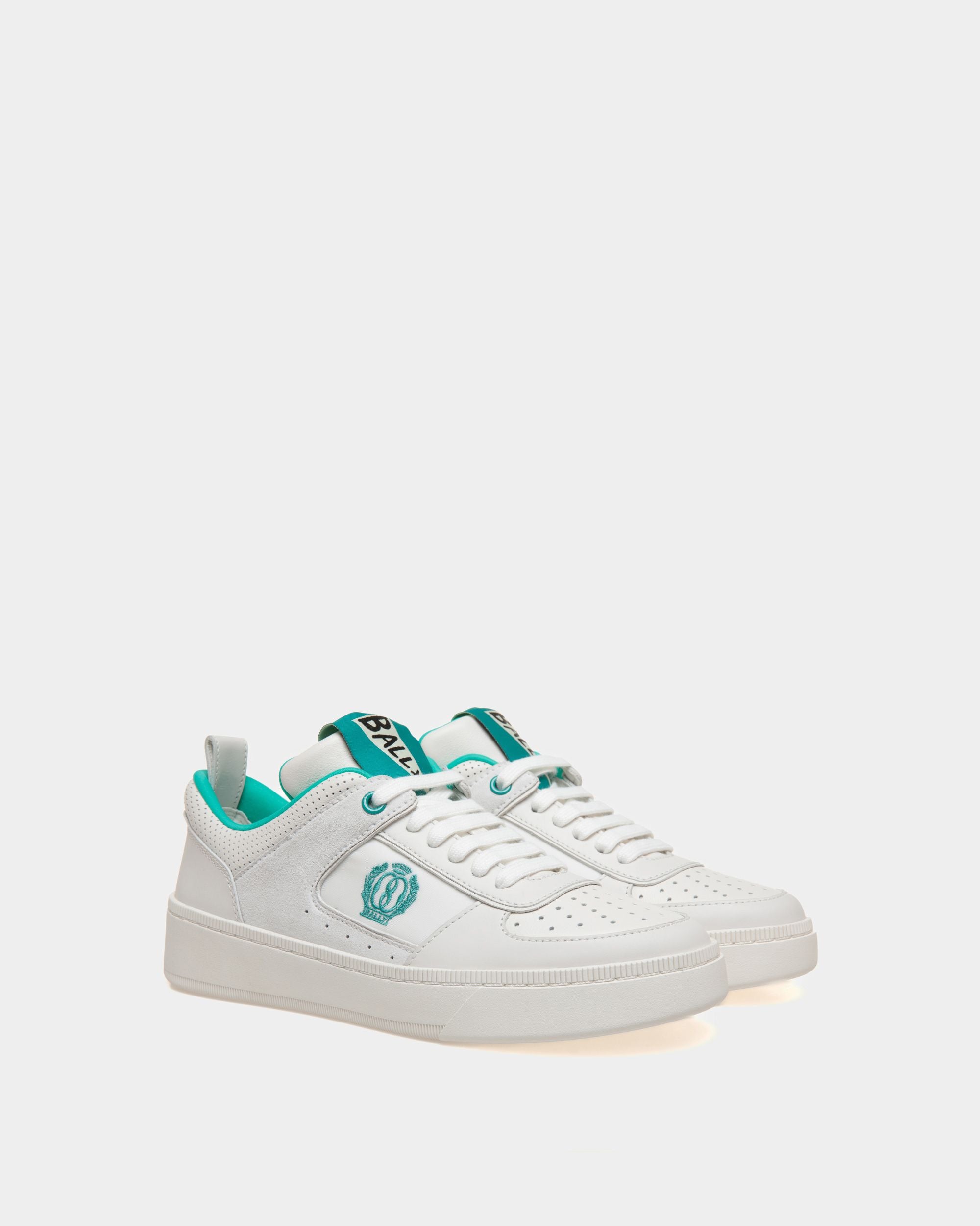 Raise Sneaker Aus Leder In Weiß Und Grün - Damen - Bally - 02