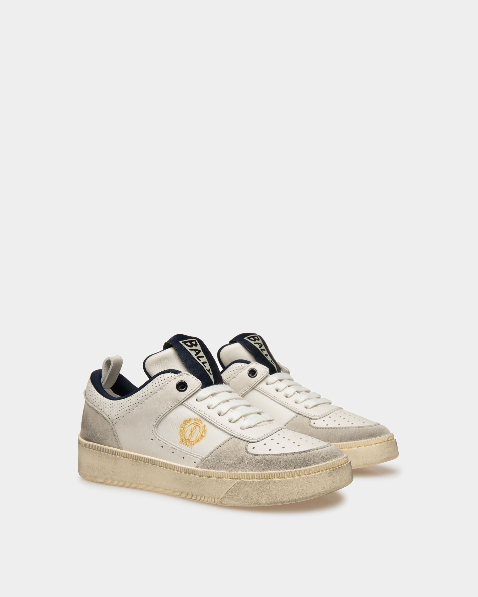 Raise Sneaker Aus Leder in Staubweiß und Mitternachtsblau - Damen - Bally - 02