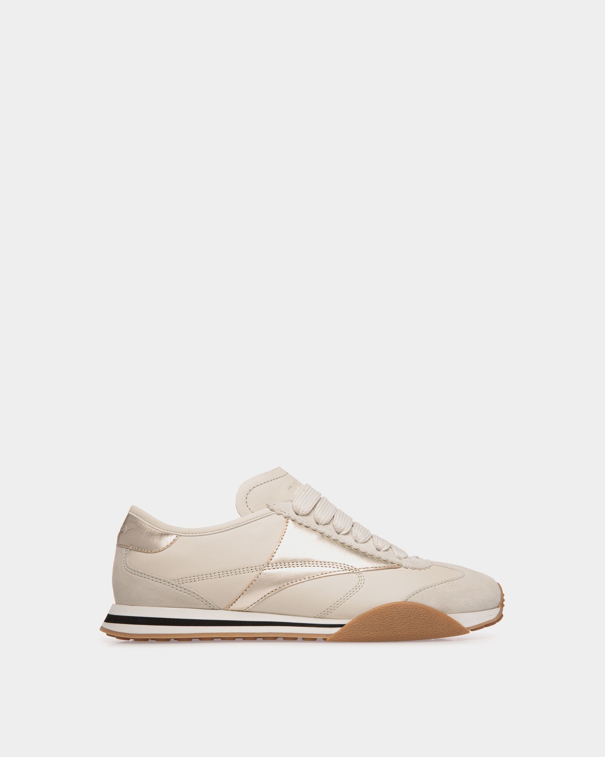 Sussex Sneaker Aus Leder In Weiß Und Gold - Damen - Bally - 01