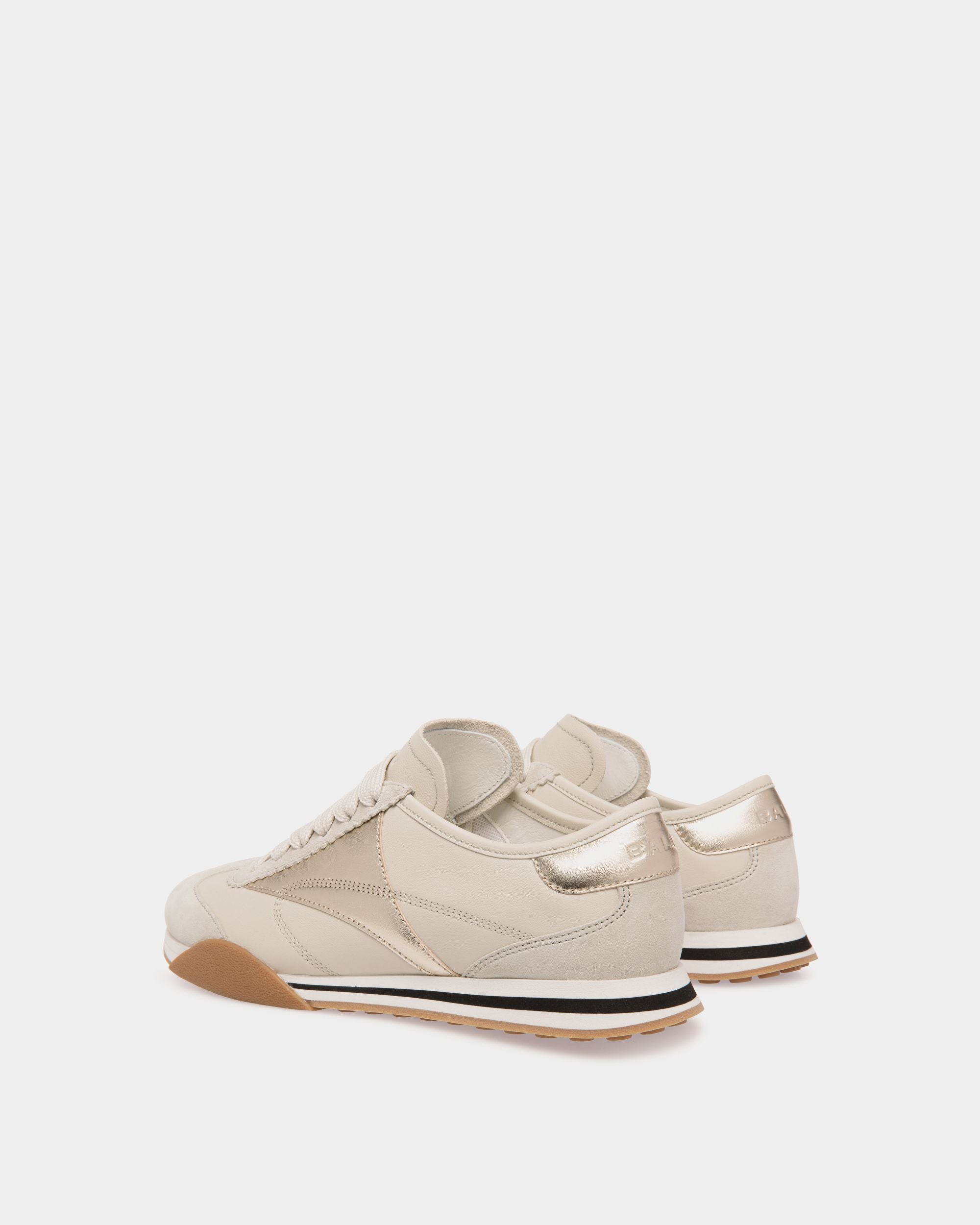 Sussex Sneaker Aus Leder In Weiß Und Gold - Damen - Bally - 03