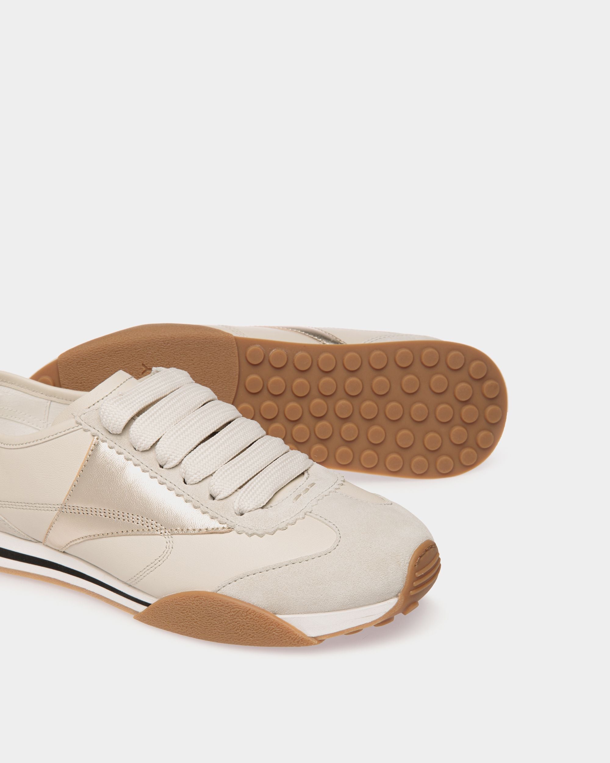 Sussex Sneaker Aus Leder In Weiß Und Gold - Damen - Bally - 04