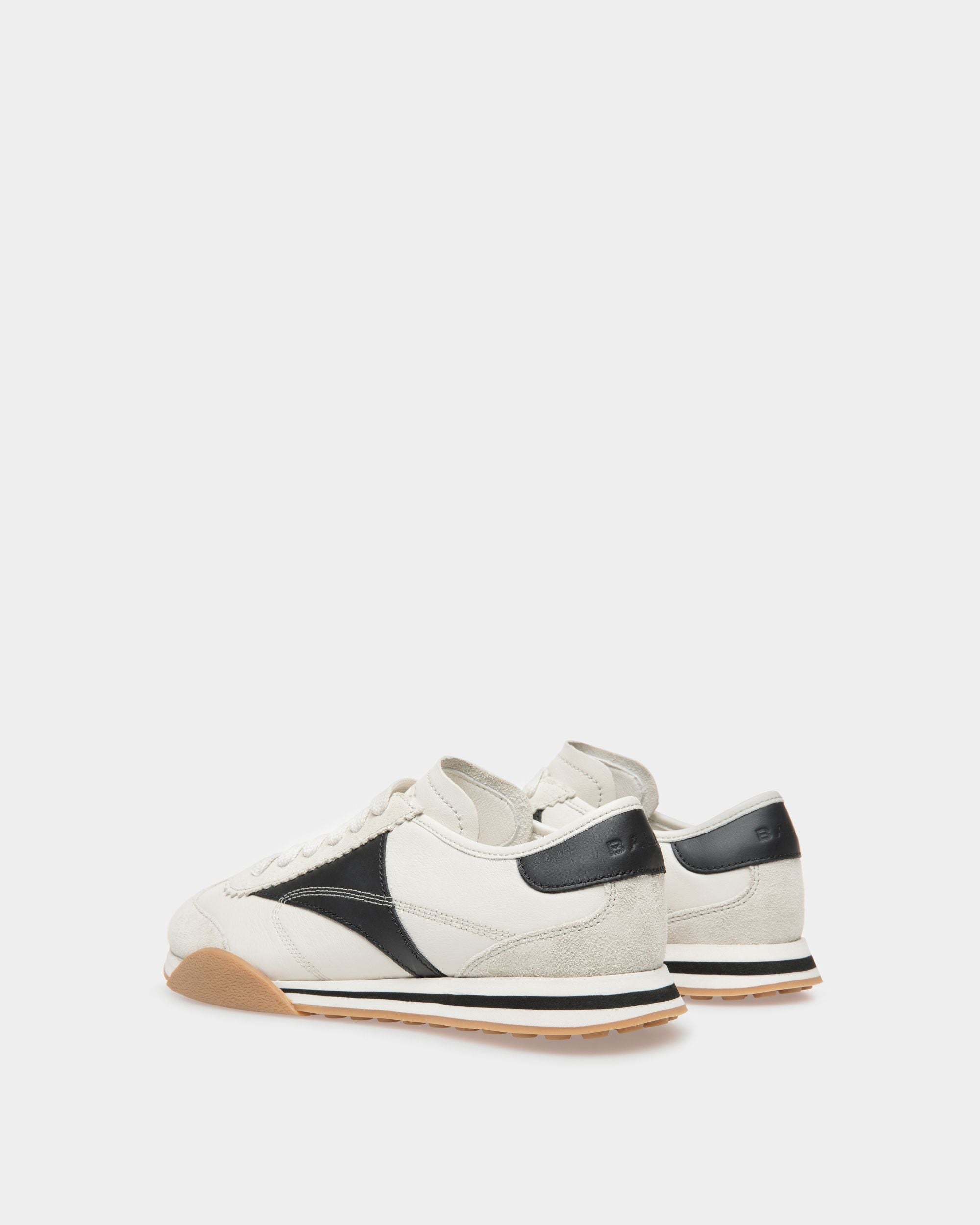 Sussex Sneaker Aus Leder in Staubweiß und Schwarz - Damen - Bally - 03