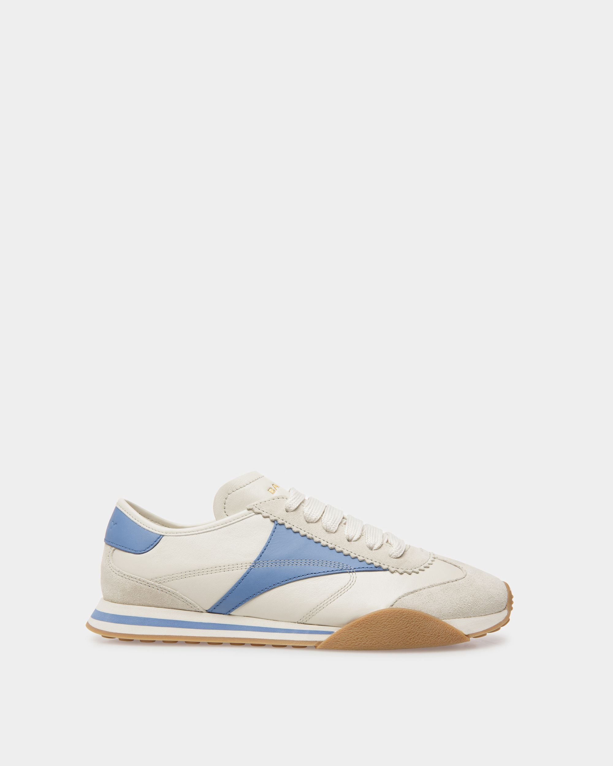 Sussex Sneaker Aus Leder in Staubweiß und Blau - Damen - Bally - 01