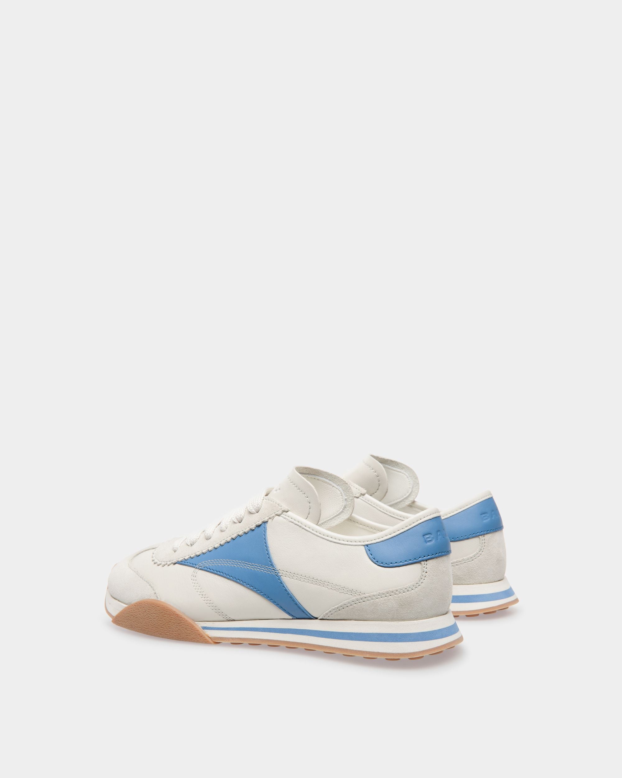 Sussex Sneaker Aus Leder in Staubweiß und Blau - Damen - Bally - 03
