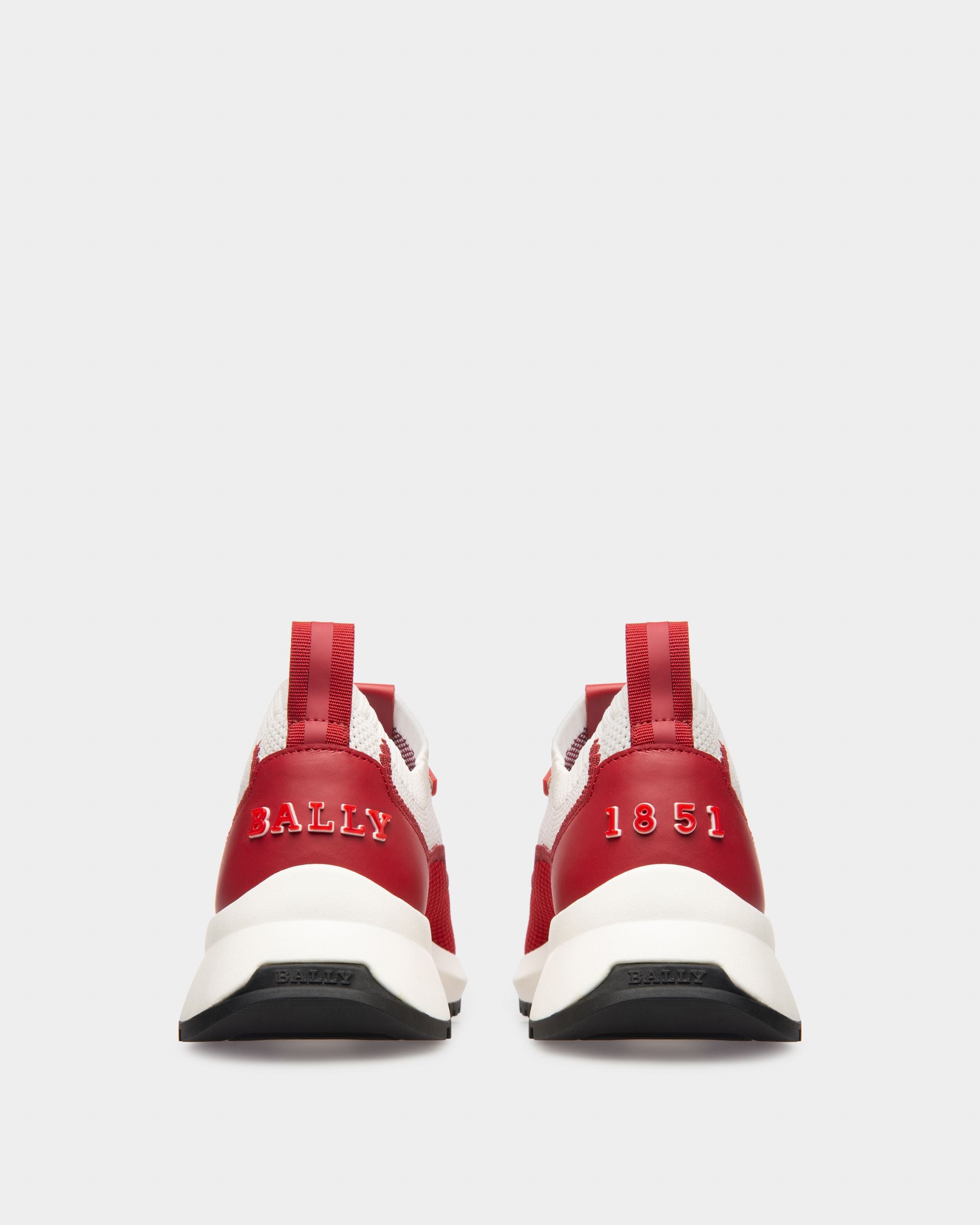 Outline Sneaker Aus Strickgewebe In Weiß Und Rot - Damen - Bally - 04