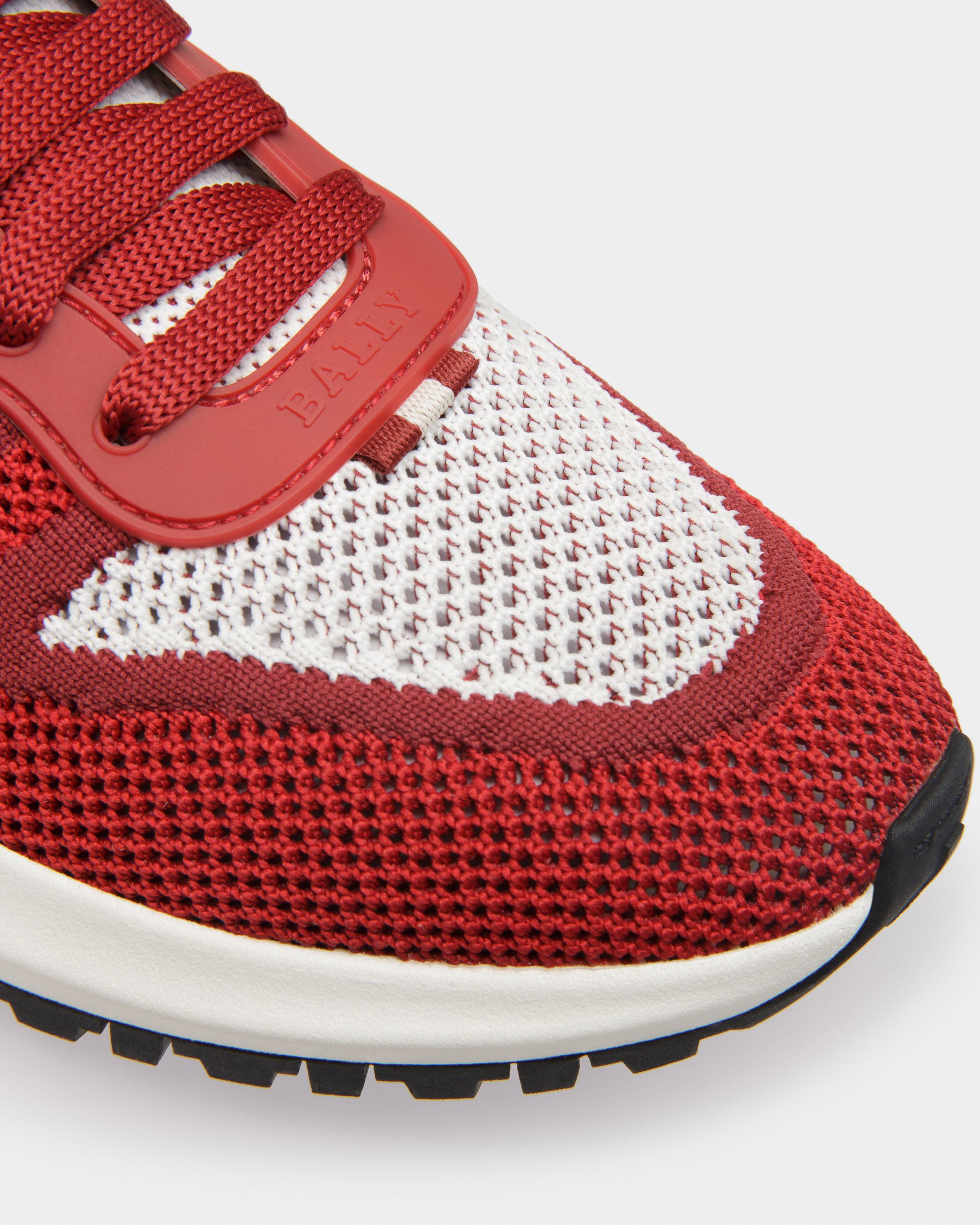 Outline Sneaker Aus Strickgewebe In Weiß Und Rot - Damen - Bally - 06
