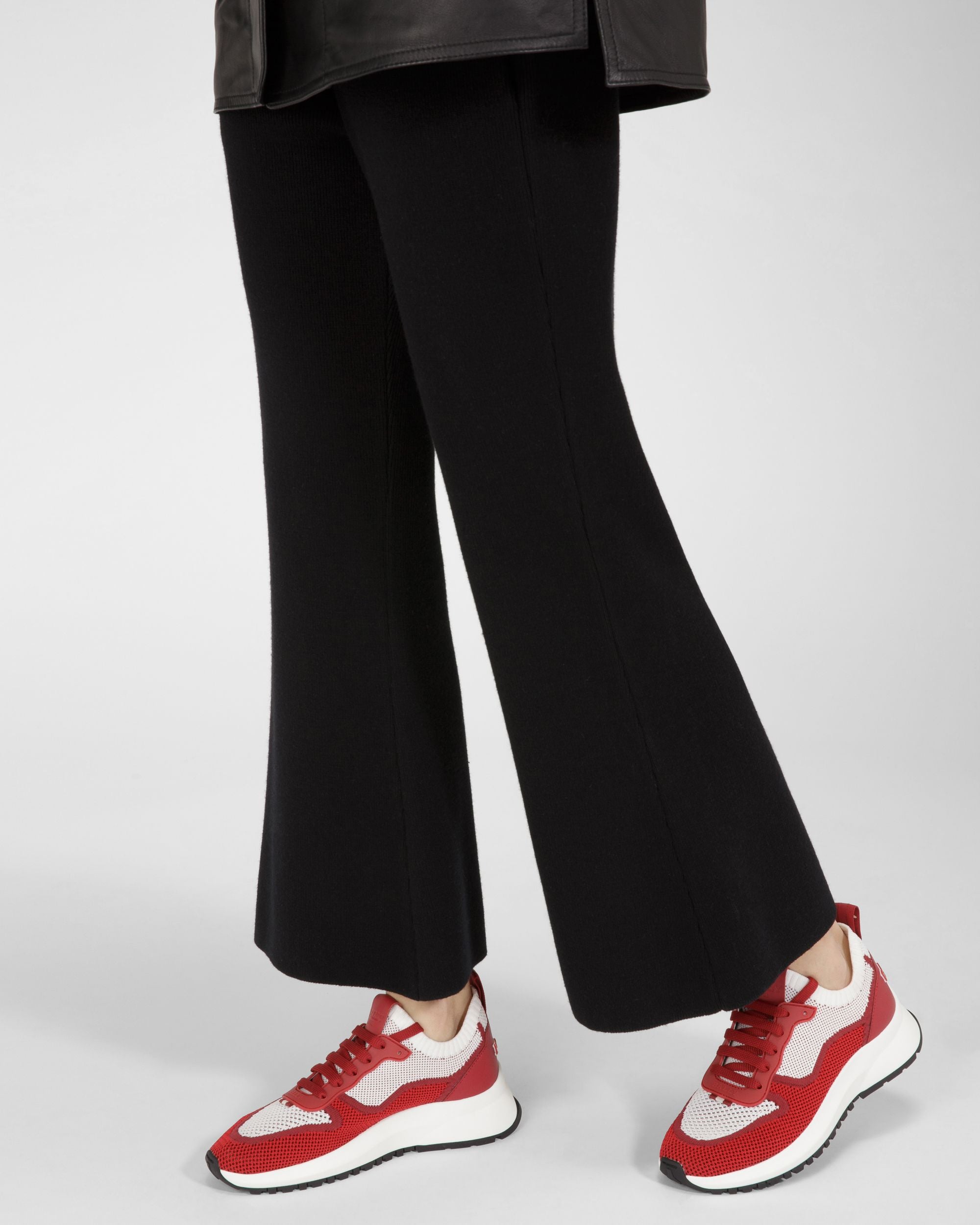 Outline Sneaker Aus Strickgewebe In Weiß Und Rot - Damen - Bally - 07