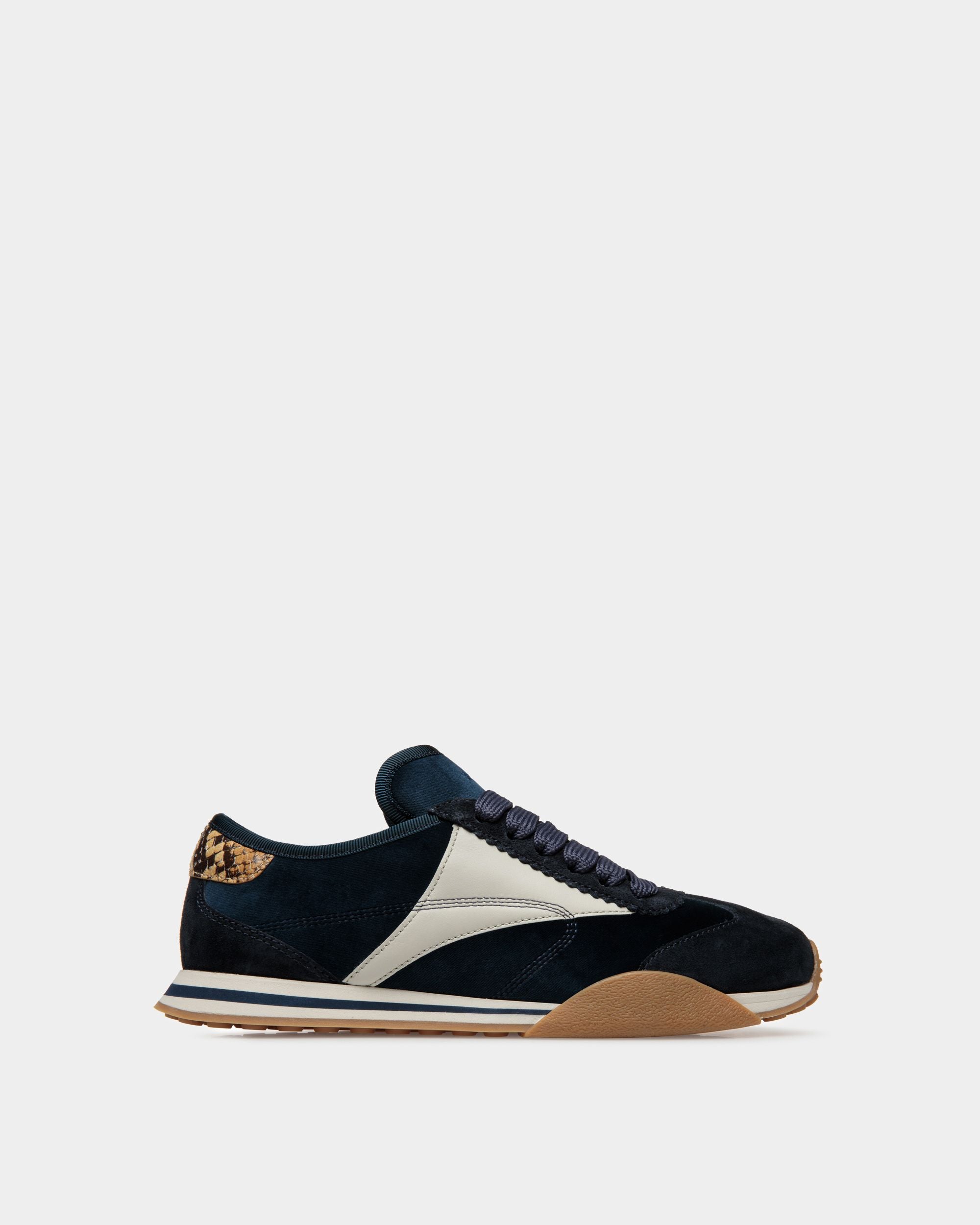 Sussex Sneaker Aus Leder Und Baumwolle In Mitternachtsblau Und Staubweiß - Damen - Bally - 01