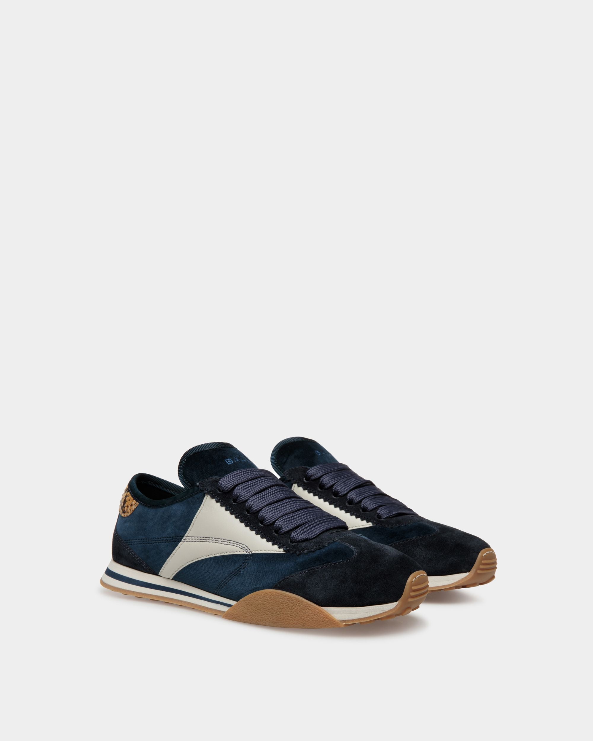 Sussex Sneaker Aus Leder Und Baumwolle In Mitternachtsblau Und Staubweiß - Damen - Bally - 02