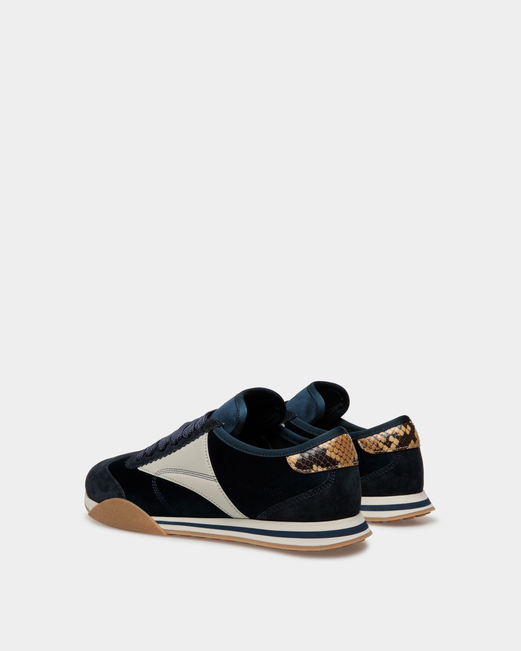 Sussex Sneaker Aus Leder Und Baumwolle In Mitternachtsblau Und Staubweiß - Damen - Bally - 03