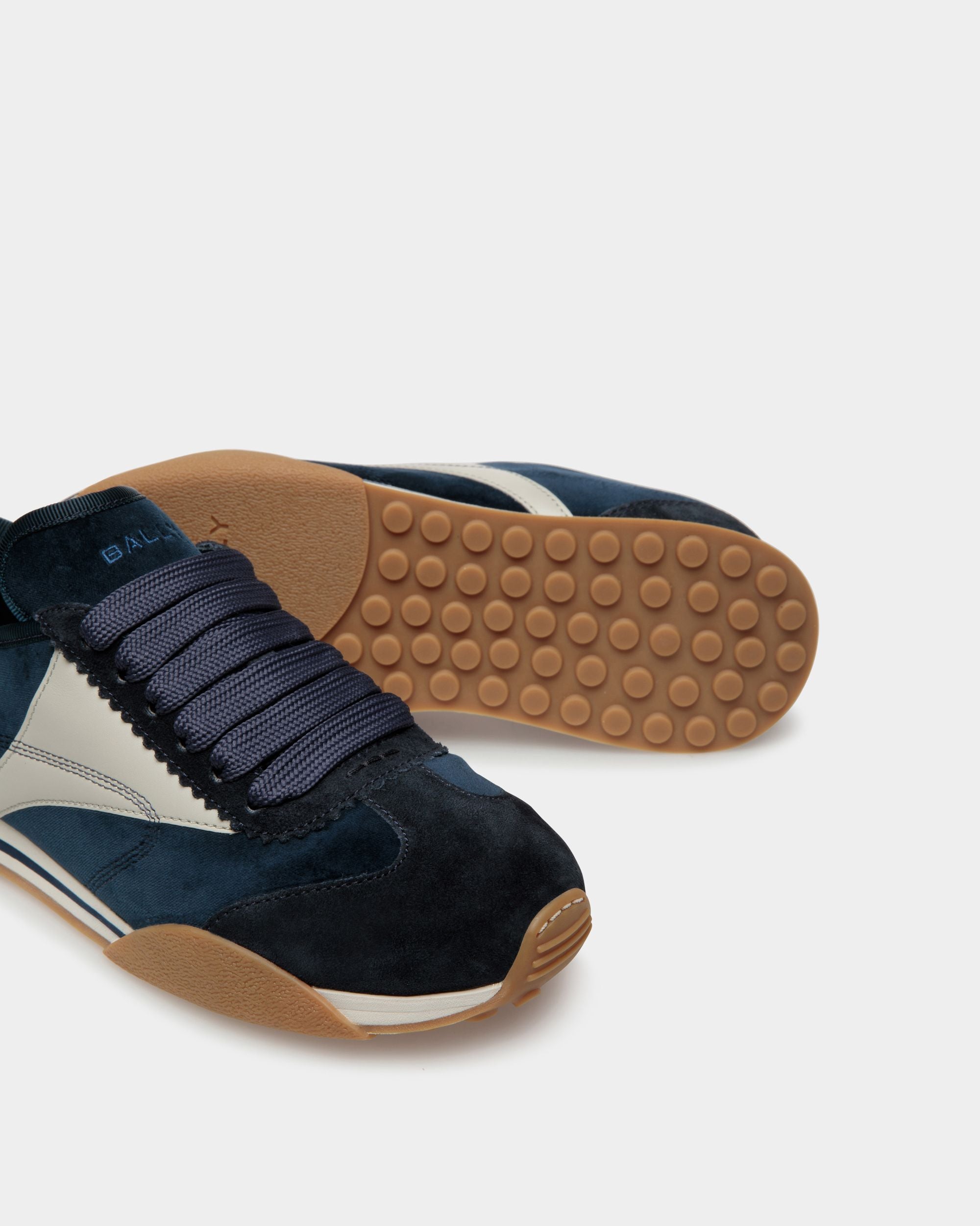 Sussex Sneaker Aus Leder Und Baumwolle In Mitternachtsblau Und Staubweiß - Damen - Bally - 04