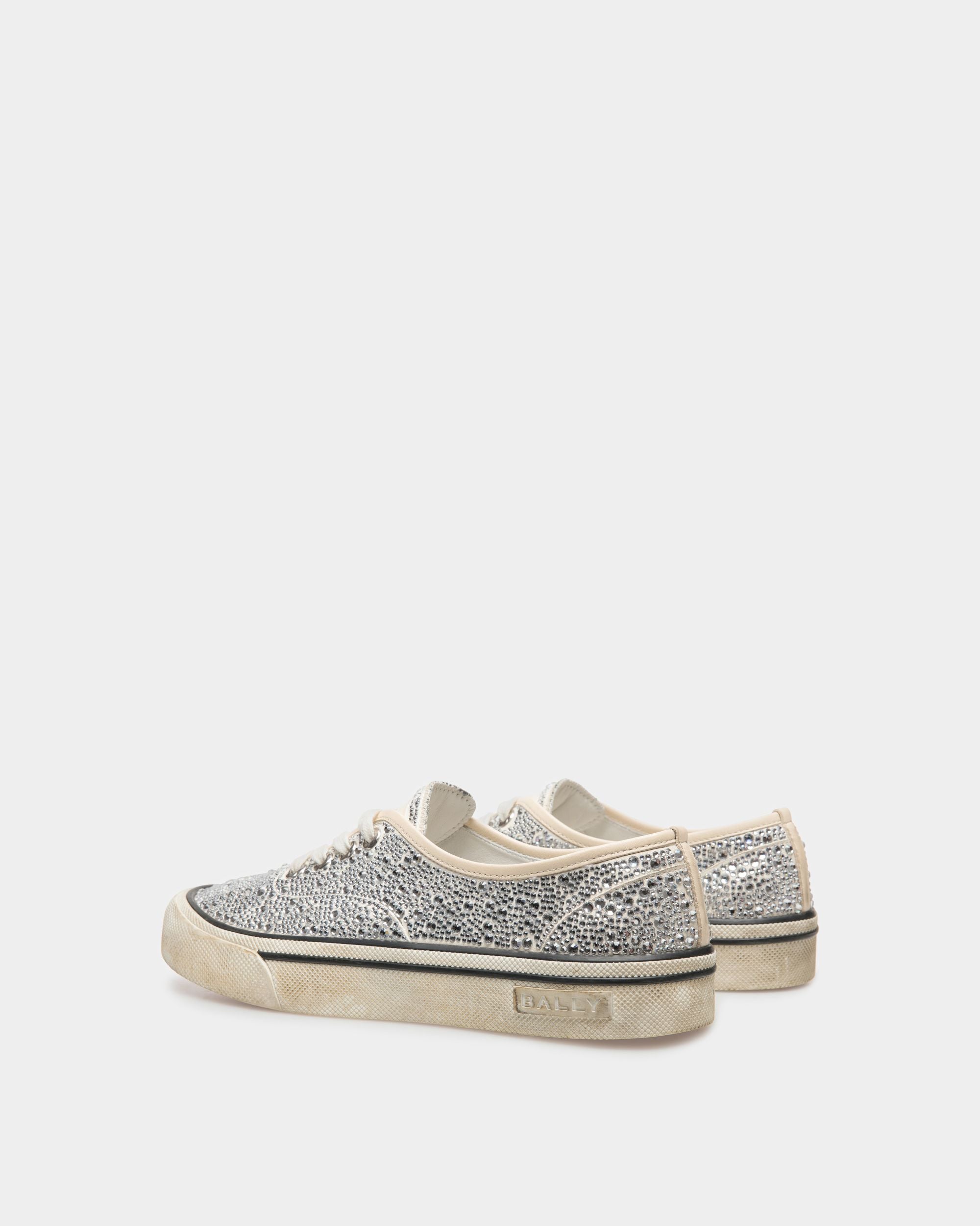 Lawren Sneaker Aus Elfenbeinfarbenem Leder Und Strasssteinen - Damen - Bally - 04