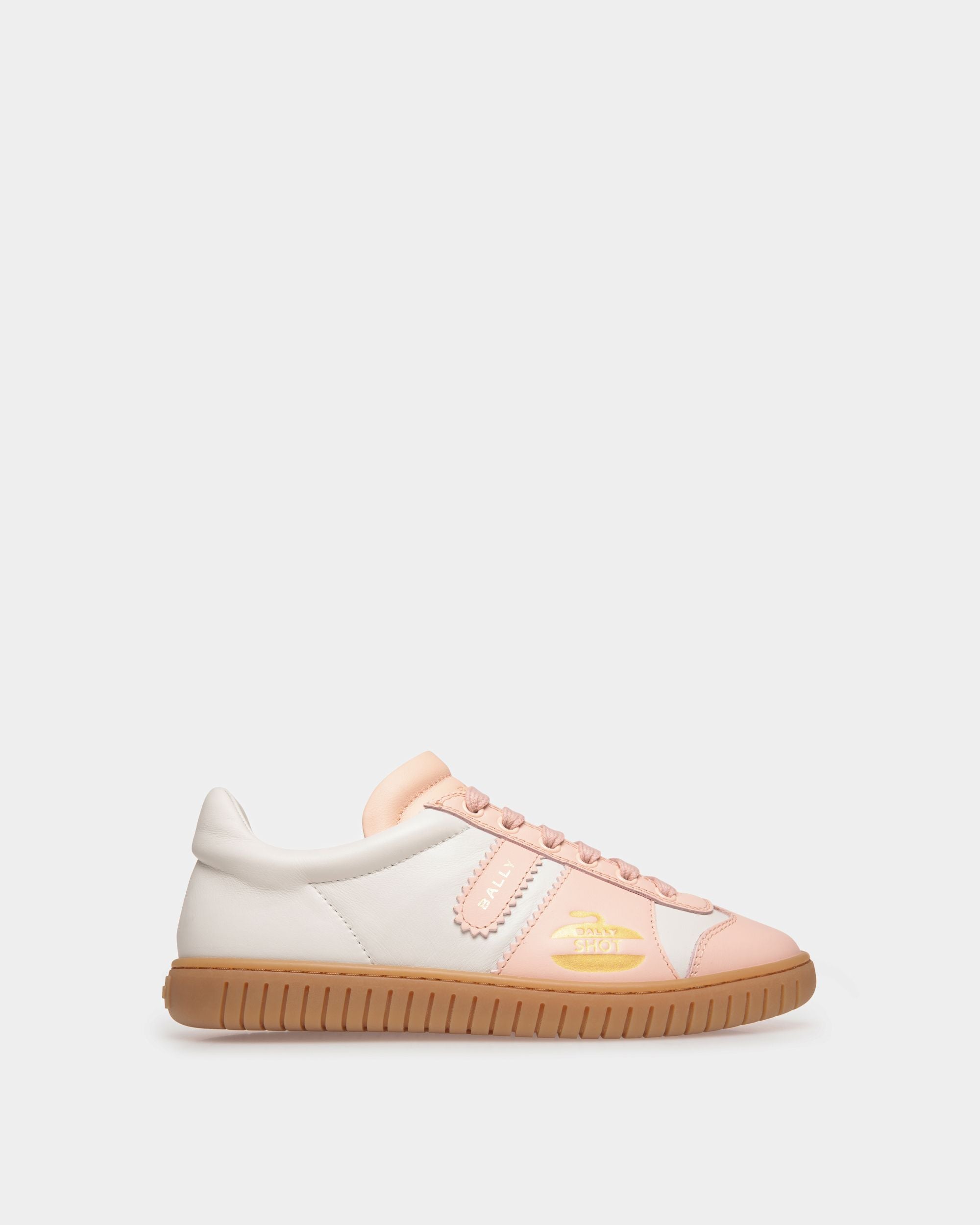 Player Sneaker Aus Leder In Weiß Und Babyrosa - Damen - Bally - 01