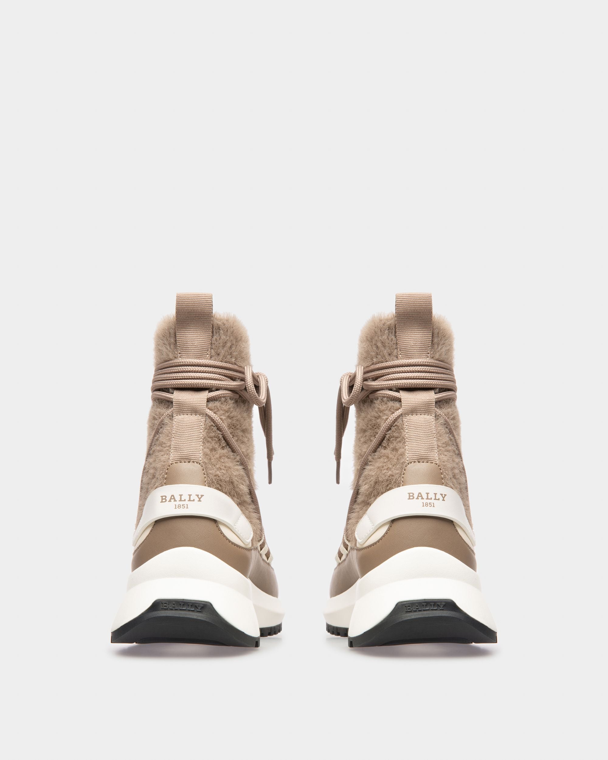 Dalyla Stiefel Aus Kaschmir Und Leder In Taupe Und Elfenbeinfarben - Damen - Bally - 04