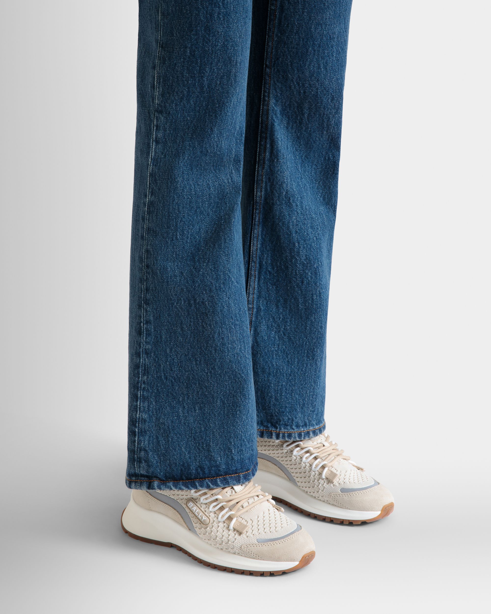 Outline Sneaker Aus Leder In Elfenbein Und Champagner - Damen - Bally - 02