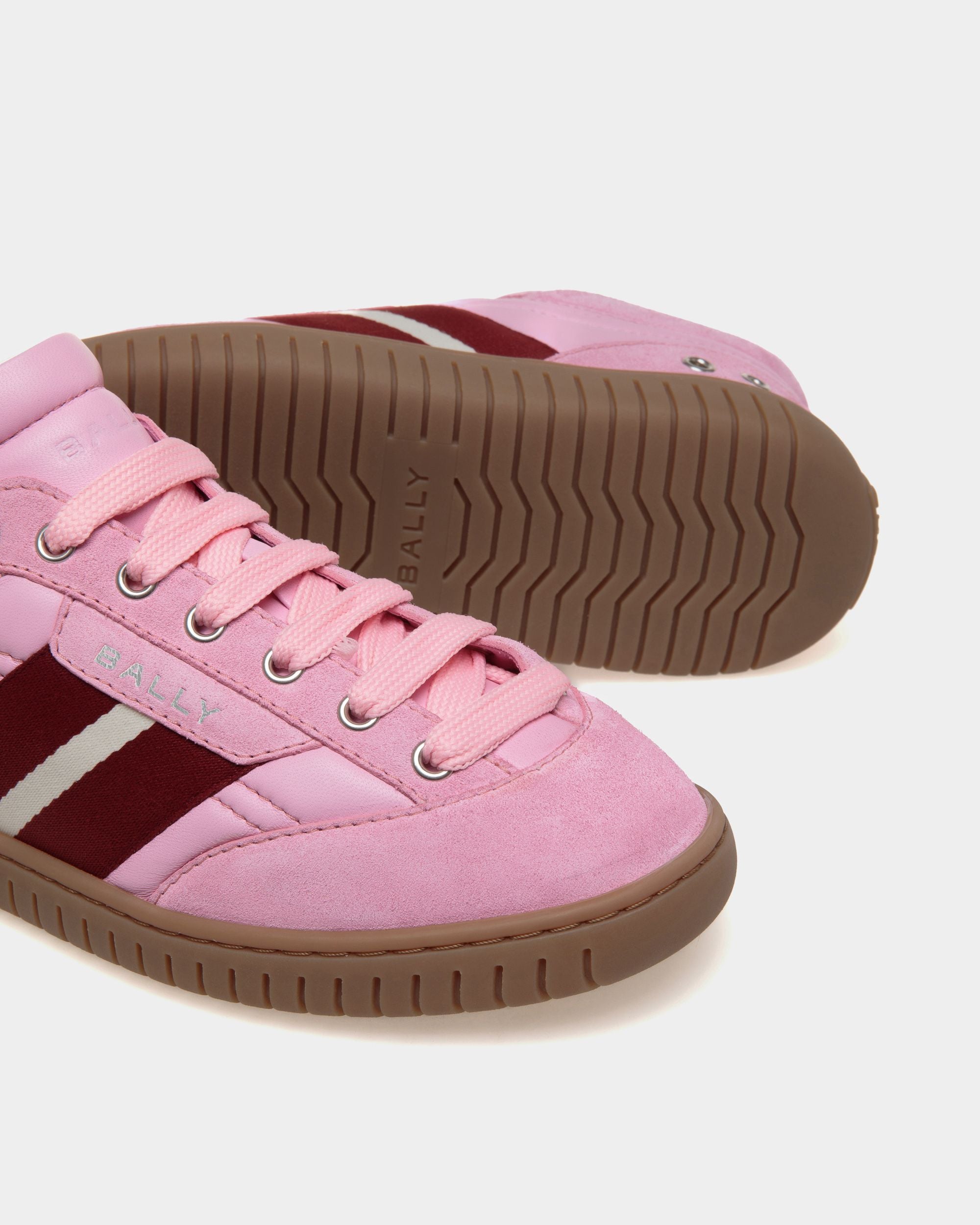 Player Sneaker Aus Leder Und Veloursleder In Rosa - Damen - Bally - 04