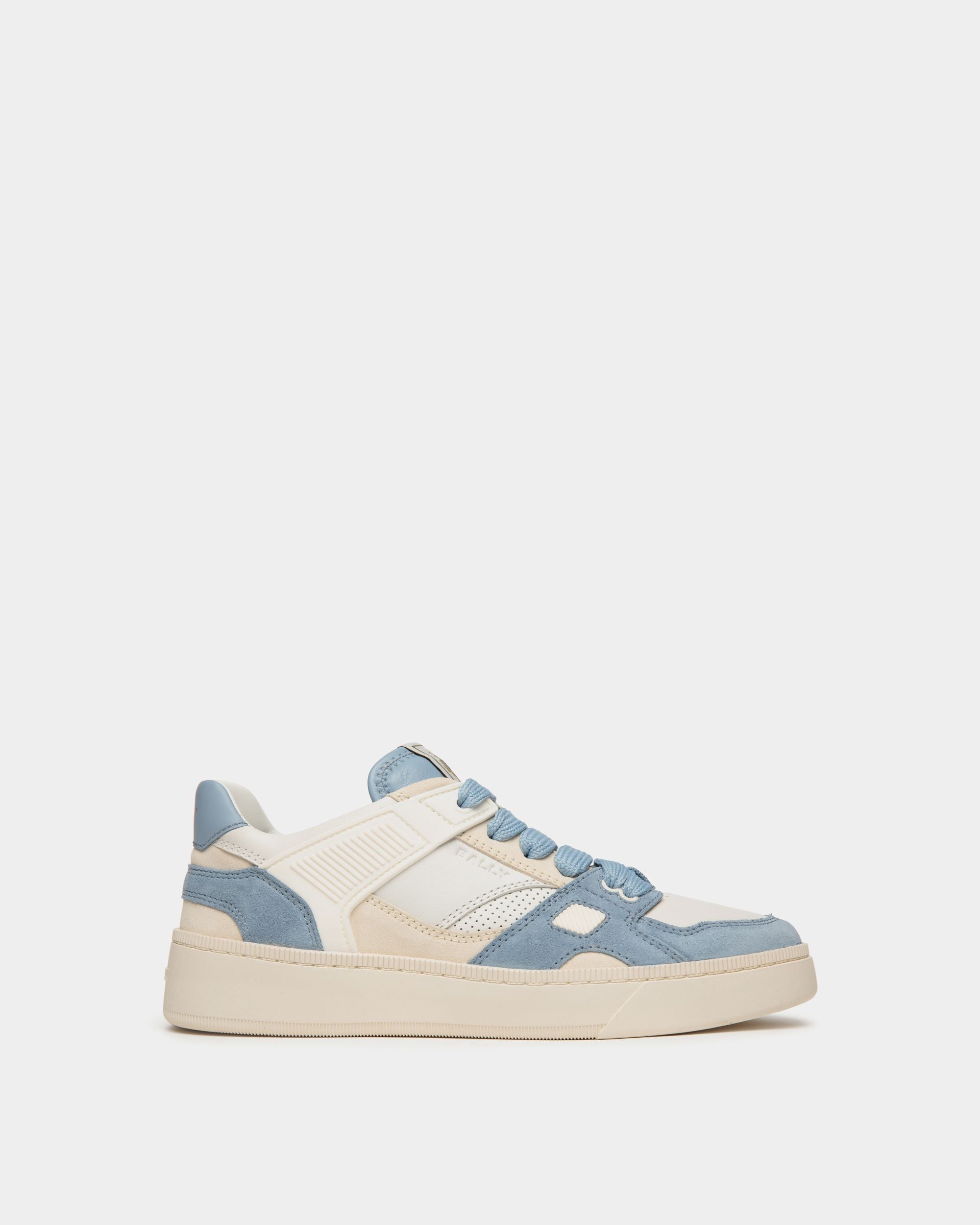 Raise Sneaker Aus Veloursleder In Weiß Und Light Blue - Damen - Bally - 01