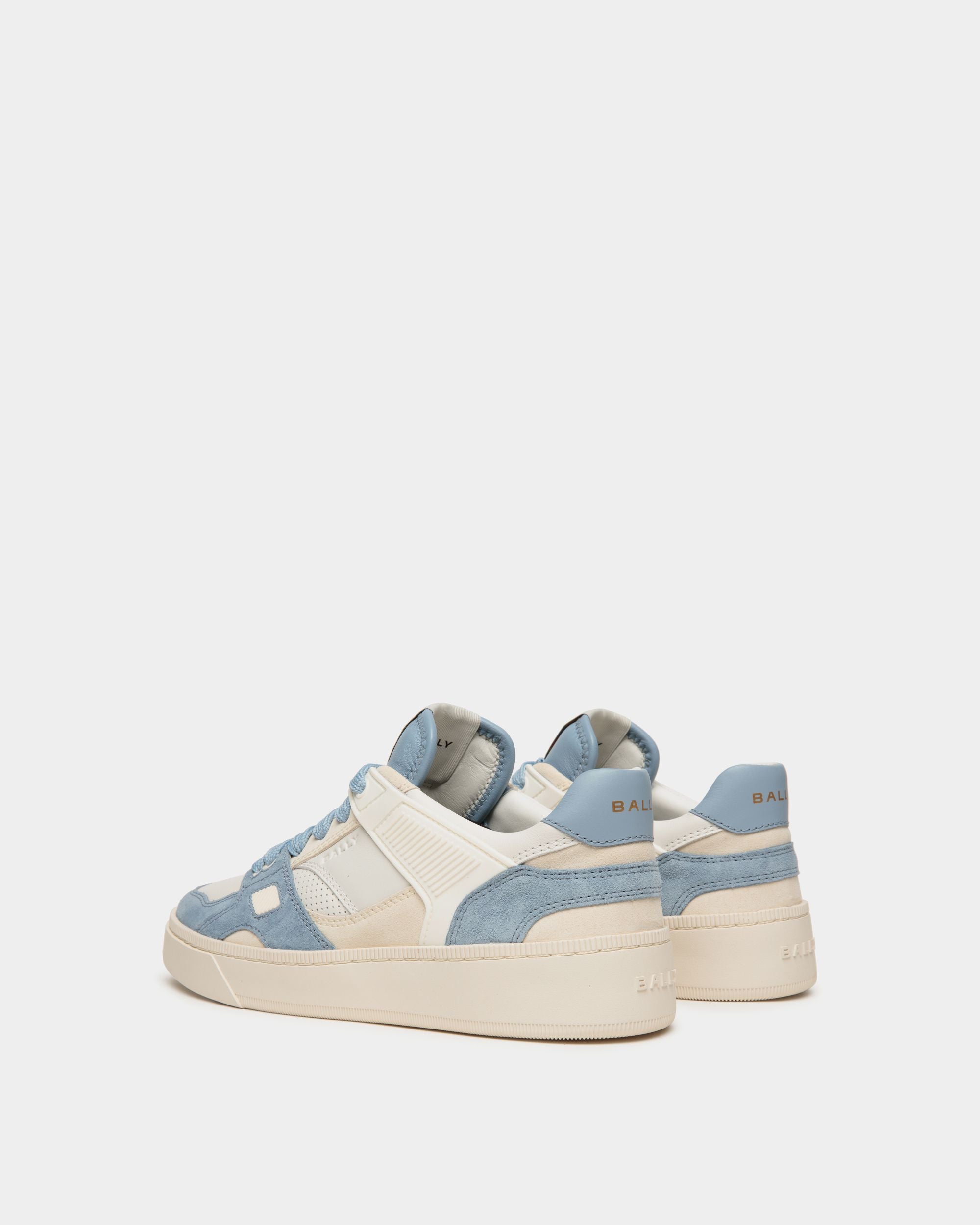 Raise Sneaker Aus Veloursleder In Weiß Und Light Blue - Damen - Bally - 03