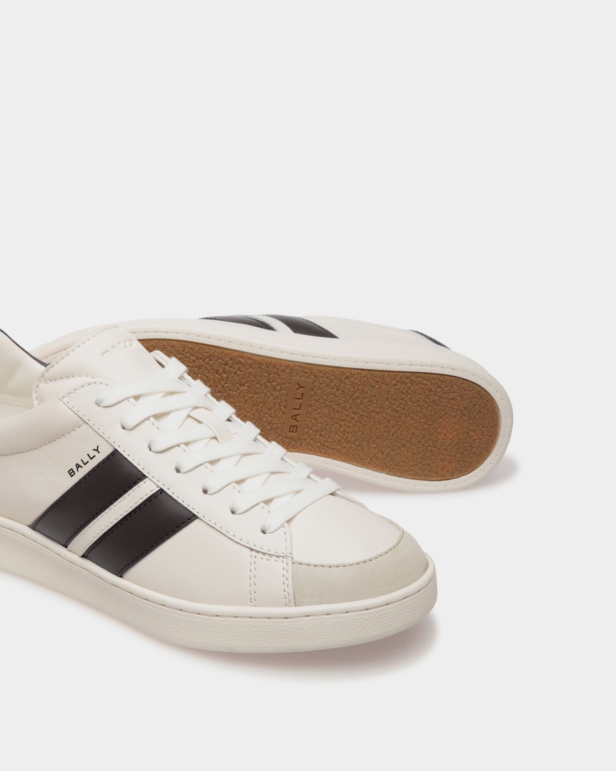 Tennis Sneaker Aus Leder In Weiß Und Schwarz - Damen - Bally - 03