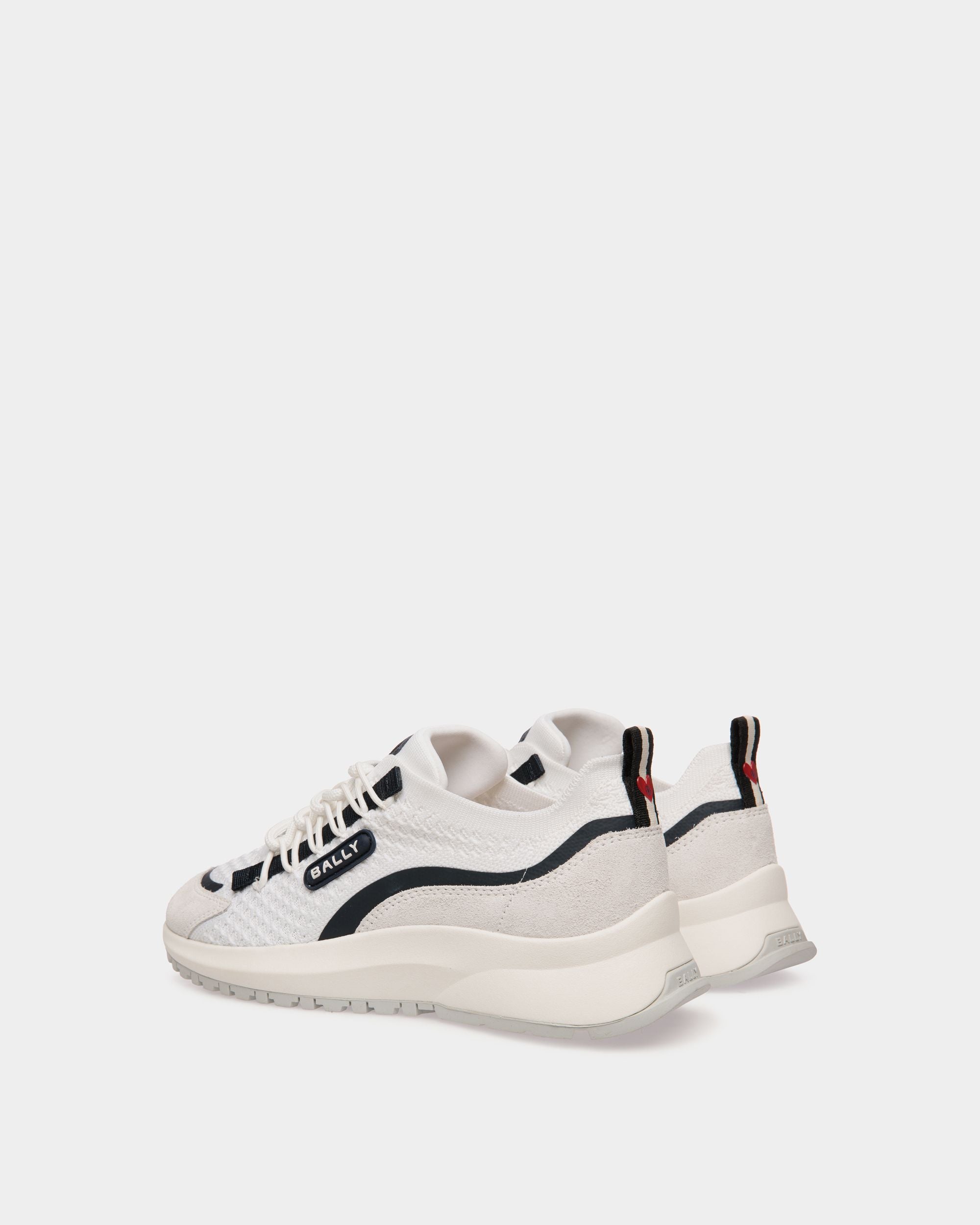 520 Sneaker Aus Strickstoff In Weiß Und Marineblau - Damen - Bally - 04