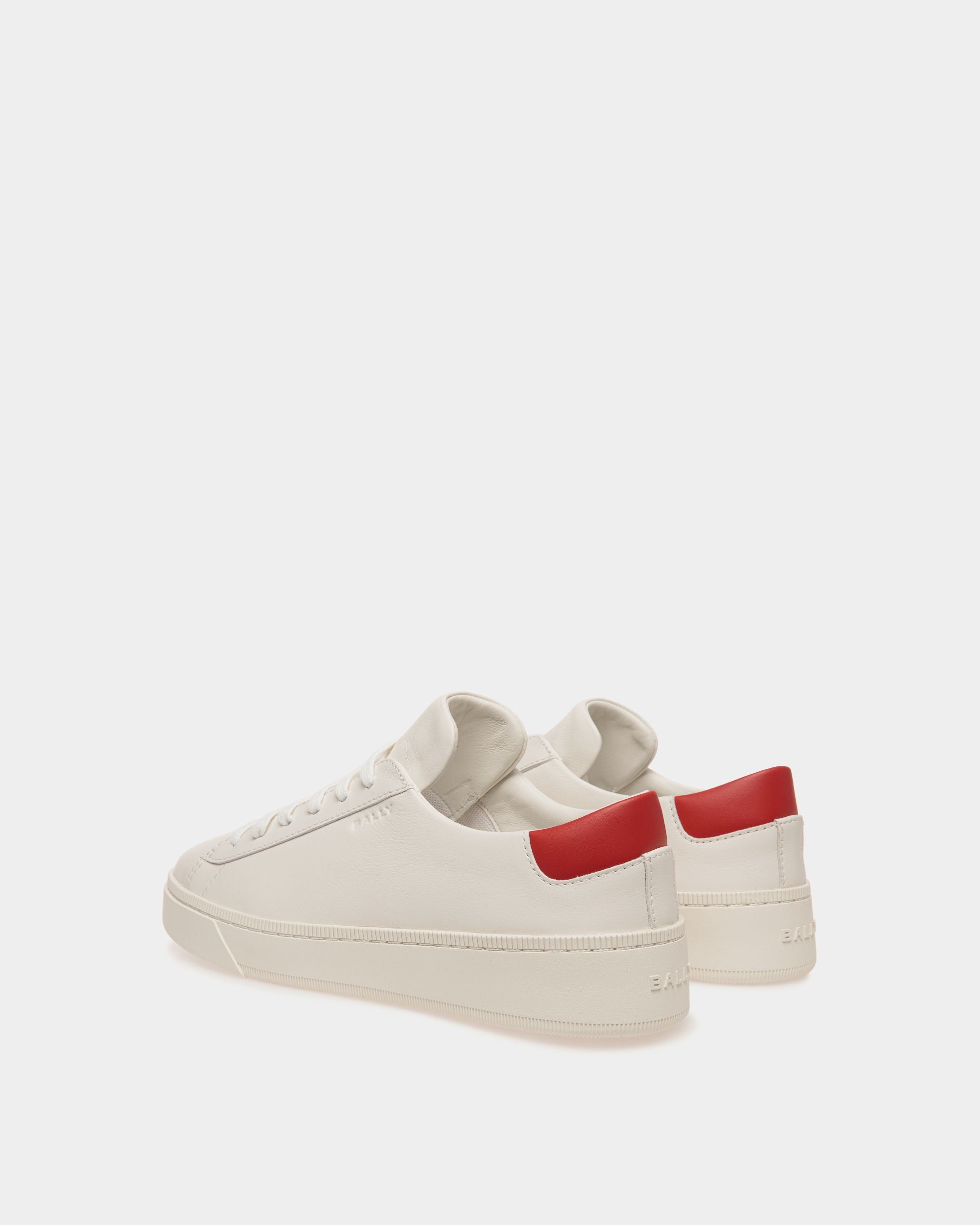 Raise Sneaker Aus Leder In Weiß Und Rot - Damen - Bally - 03