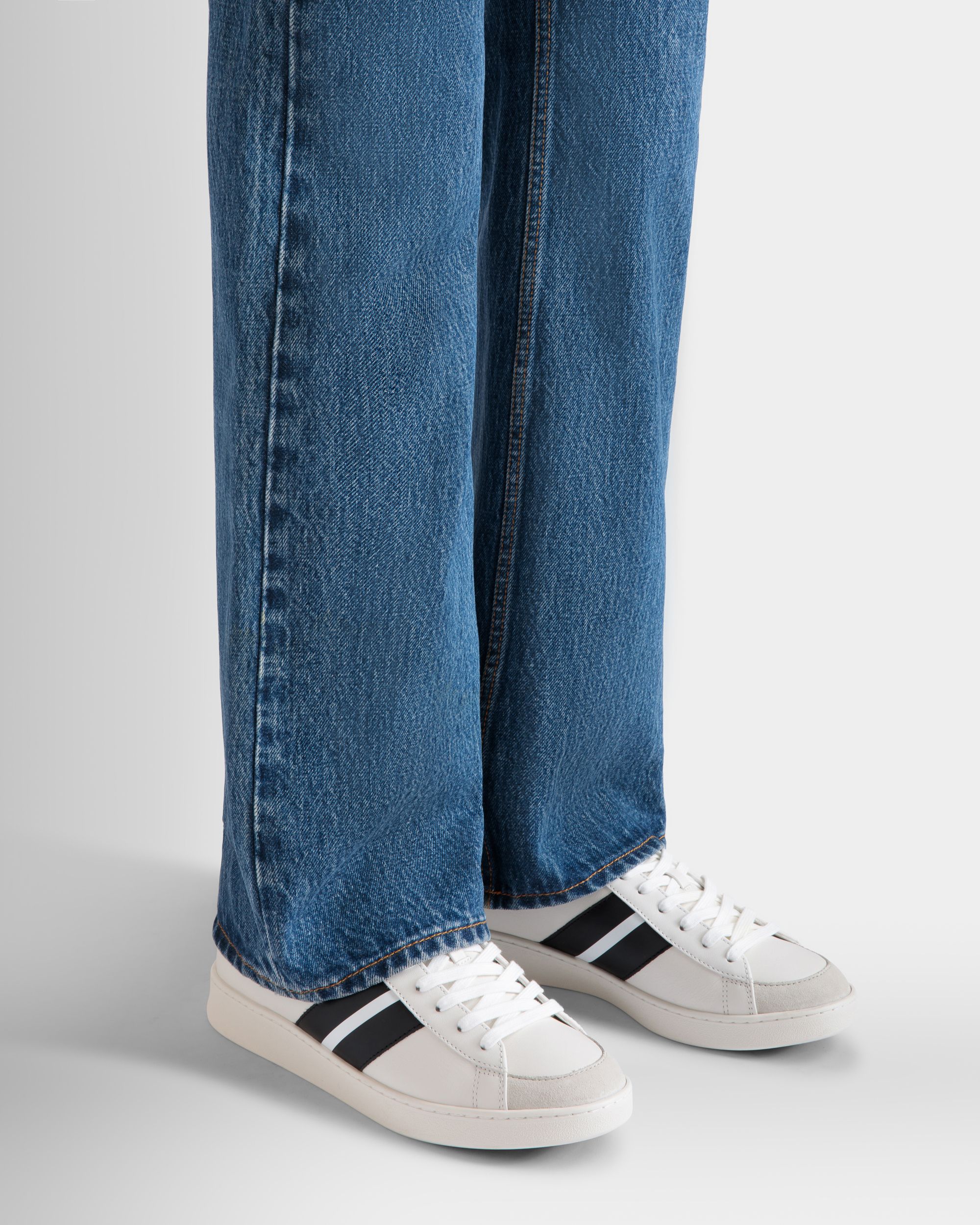 Tennis Sneaker Aus Leder In Weiß Und Schwarz - Damen - Bally - 02