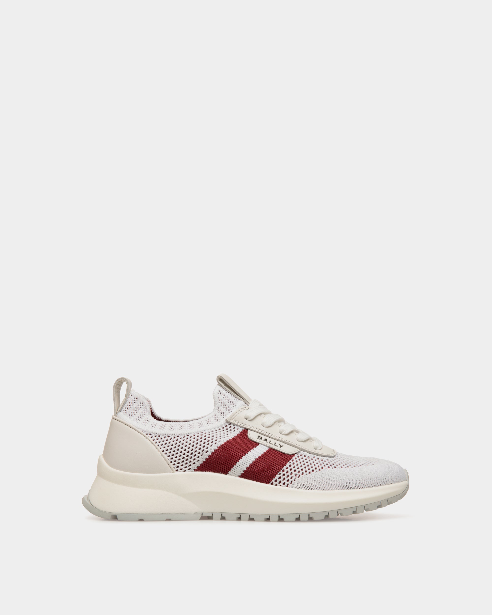 Outline Sneaker Aus Strickgewebe In Weiß Und Rot - Damen - Bally - 01