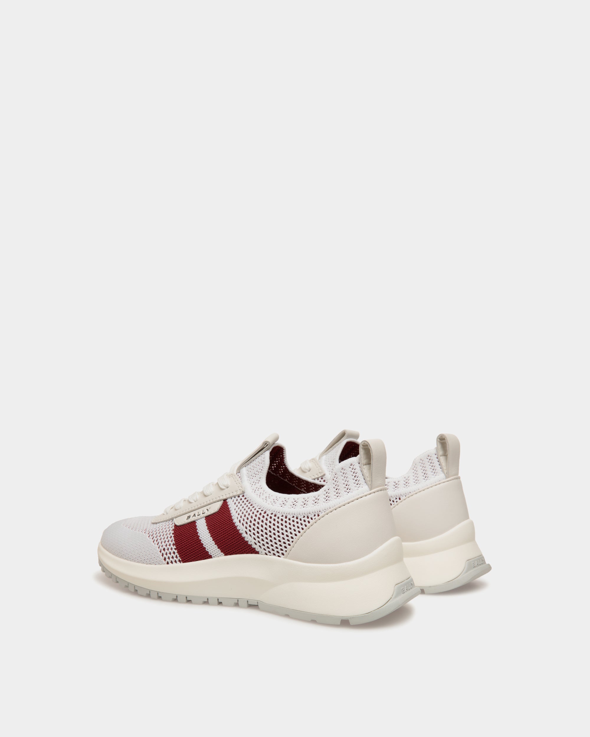 Outline Sneaker Aus Strickgewebe In Weiß Und Rot - Damen - Bally - 03