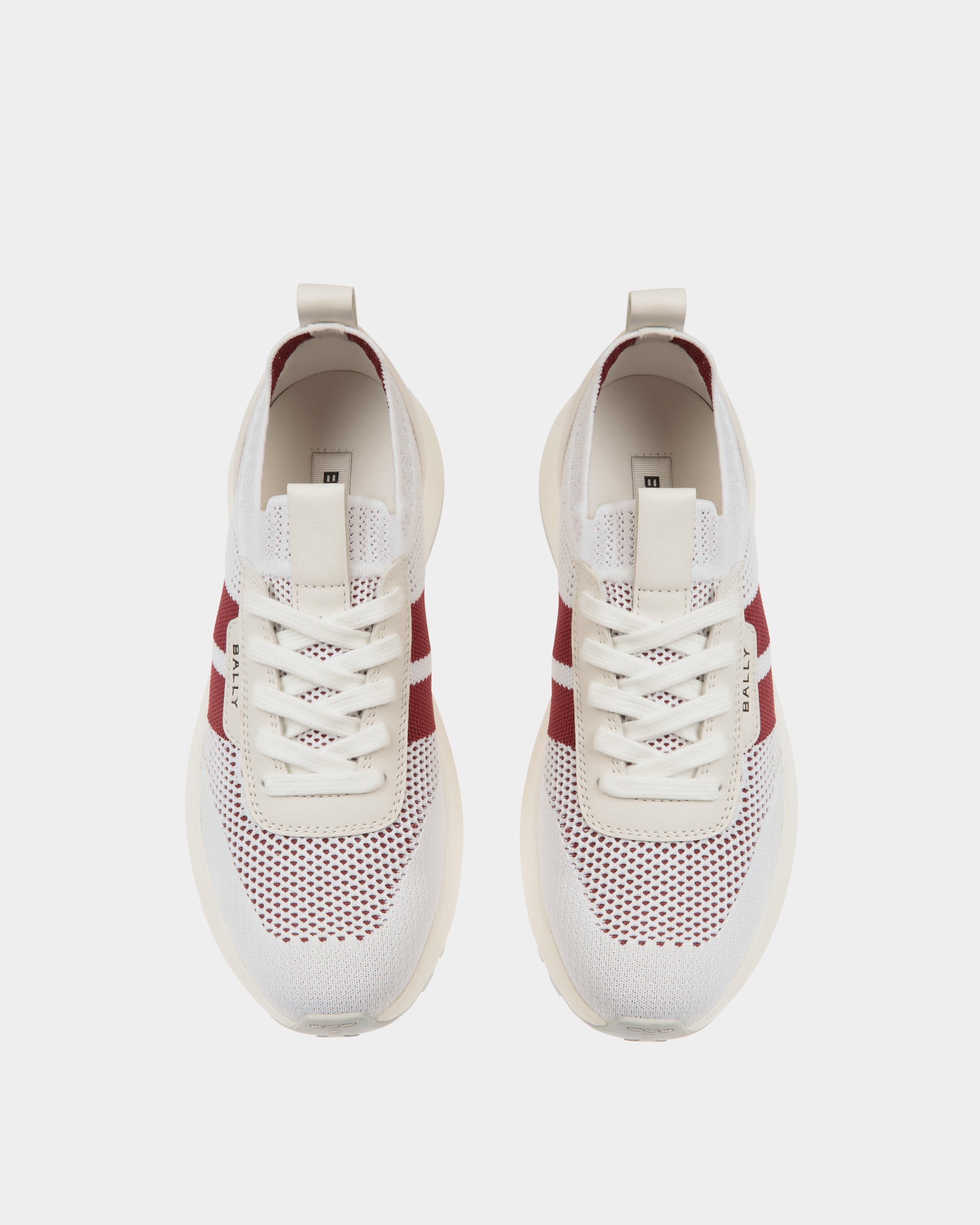 Outline Sneaker Aus Strickgewebe In Weiß Und Rot - Damen - Bally - 04