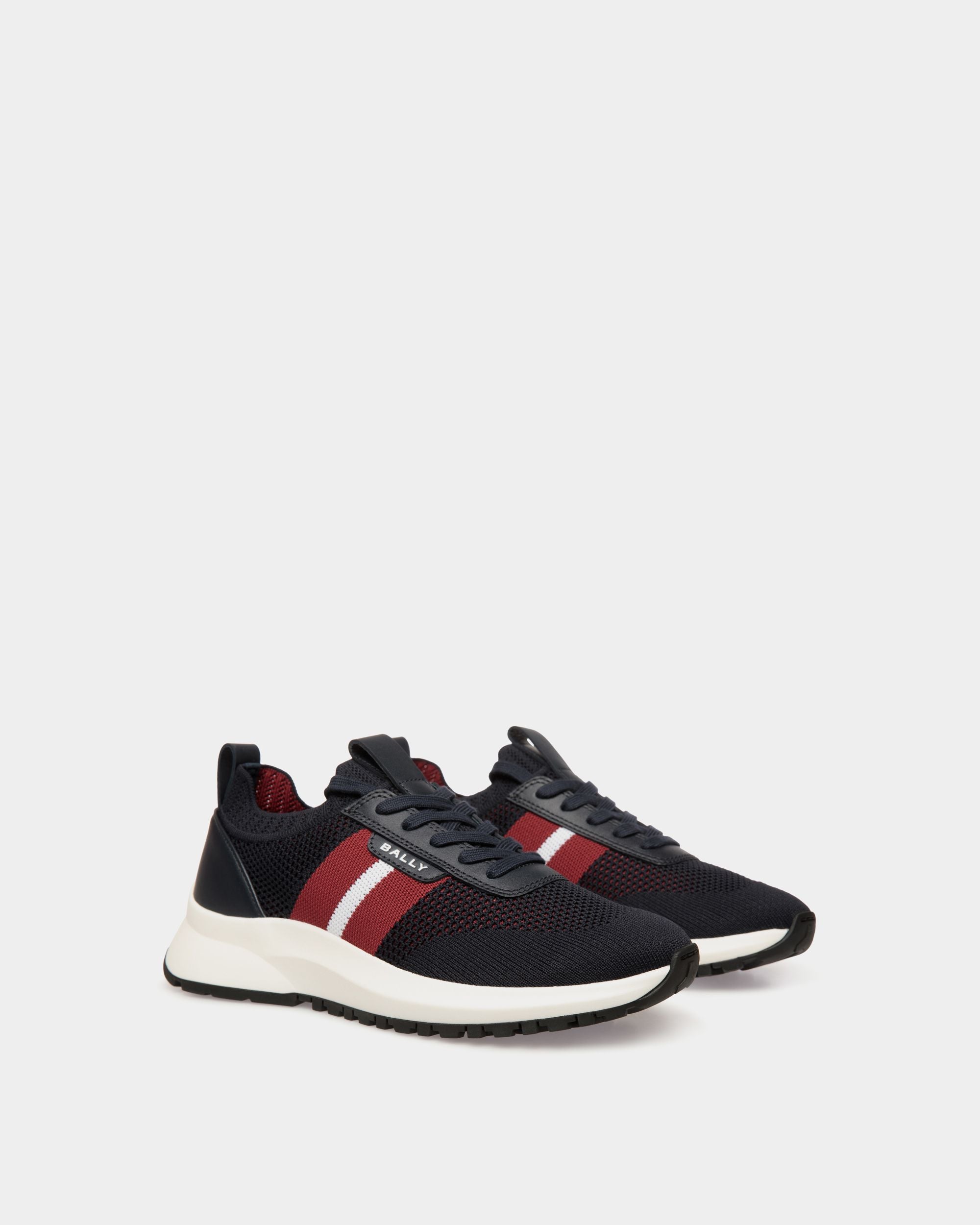 Outline Sneaker Aus Strickgewebe In Navy Blue - Damen - Bally - 01