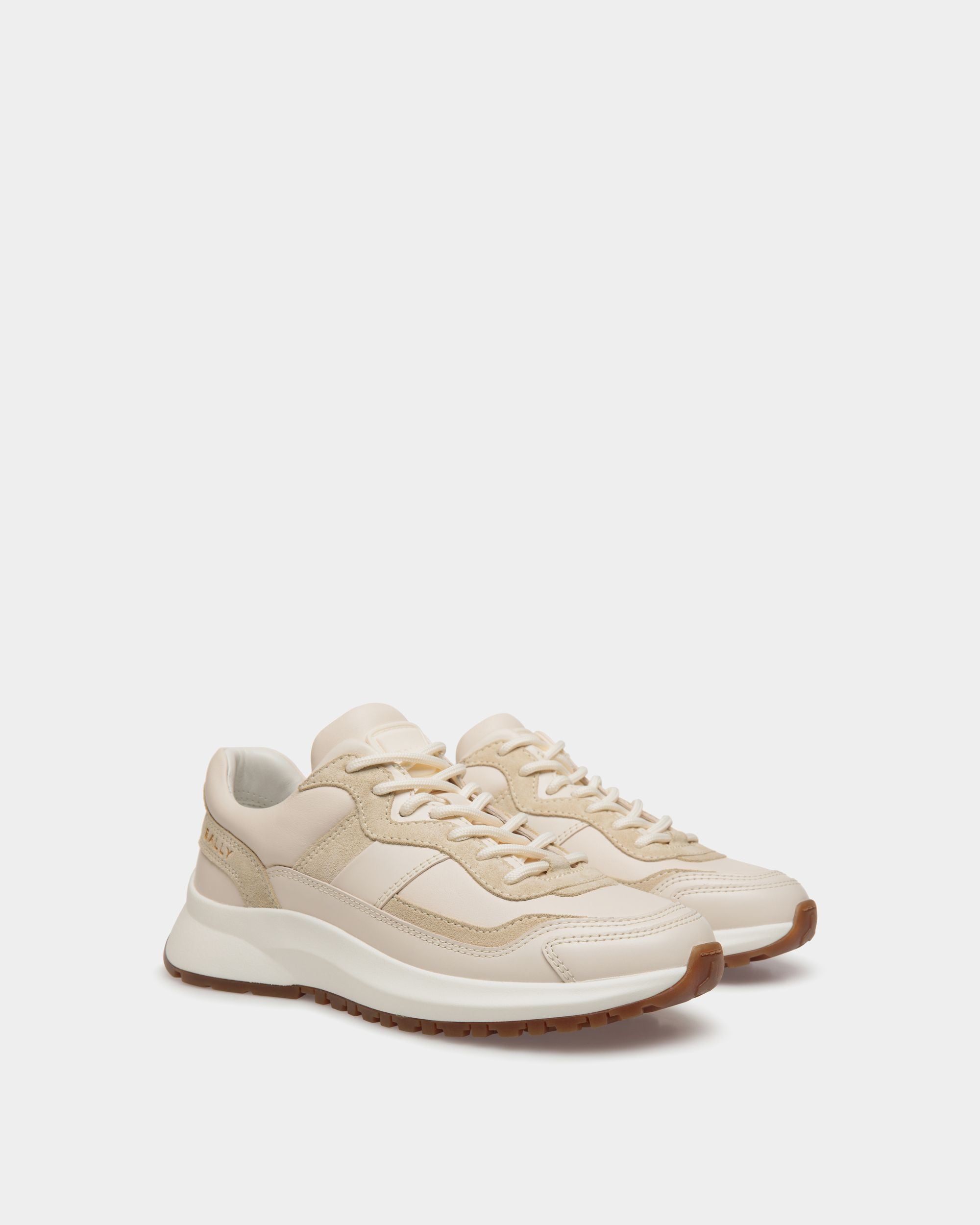 Outline Sneaker Aus Leder In Elfenbein Und Champagne - Damen - Bally - 02