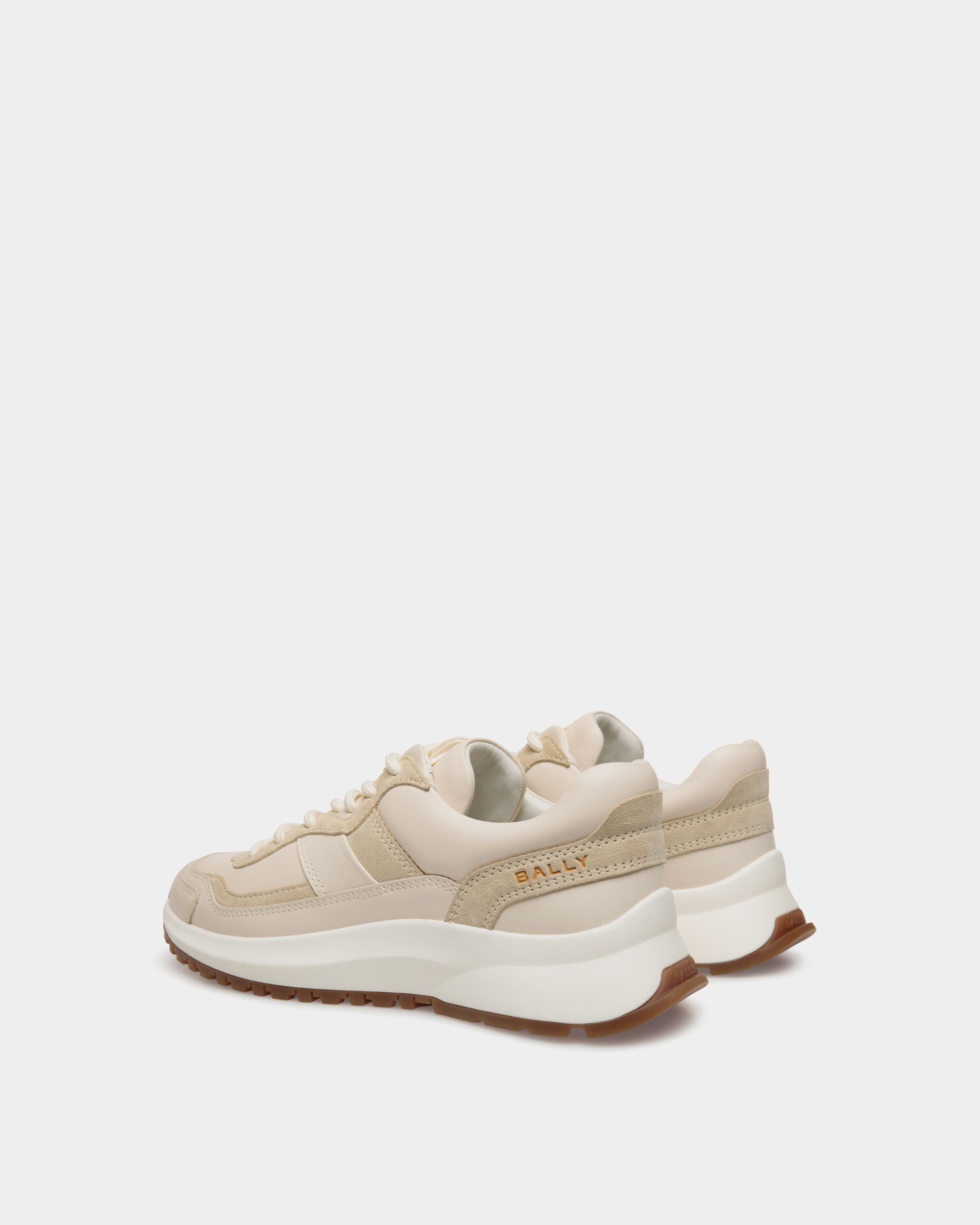 Outline Sneaker Aus Leder In Elfenbein Und Champagne - Damen - Bally - 03