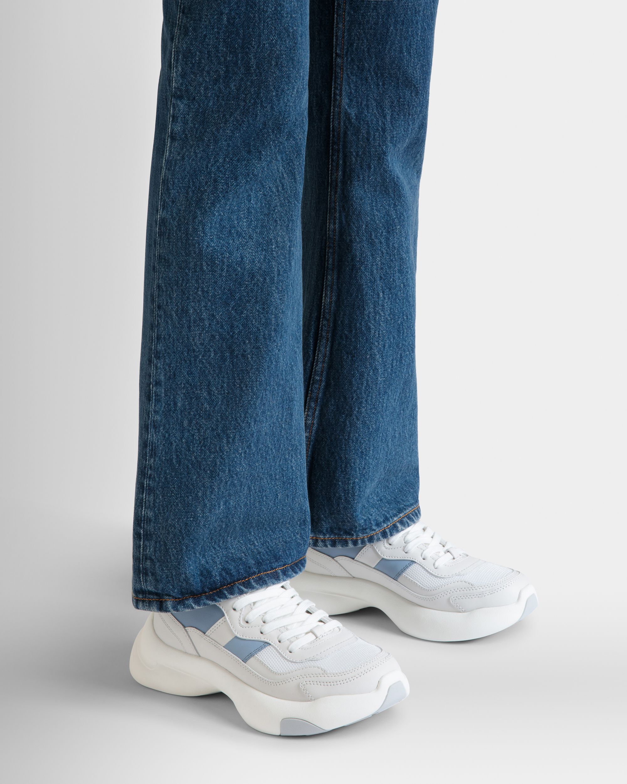 Dune Sneaker Aus Leder In Weiß Und Light Blue - Damen - Bally - 02