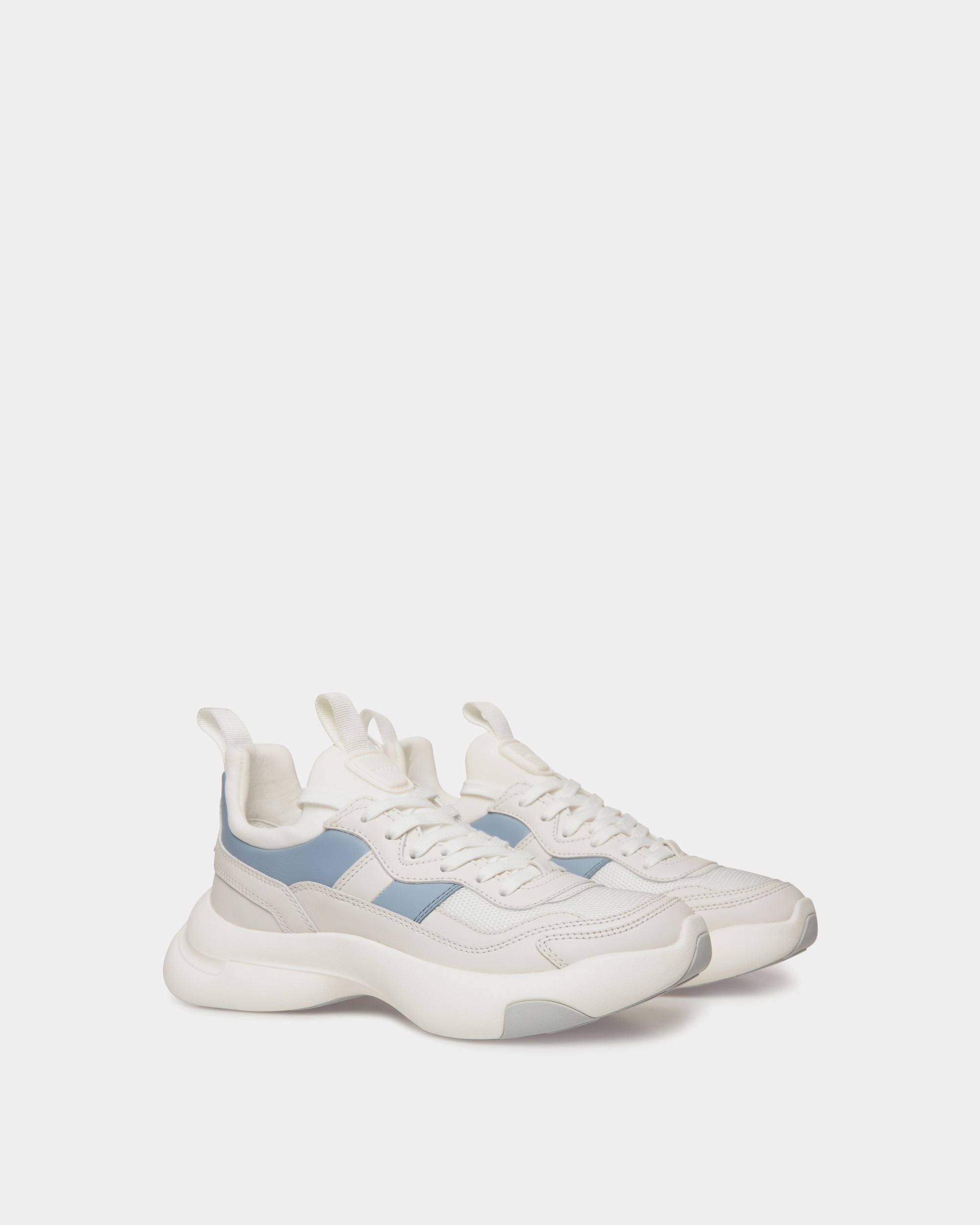 Dune Sneaker Aus Leder In Weiß Und Light Blue - Damen - Bally - 03