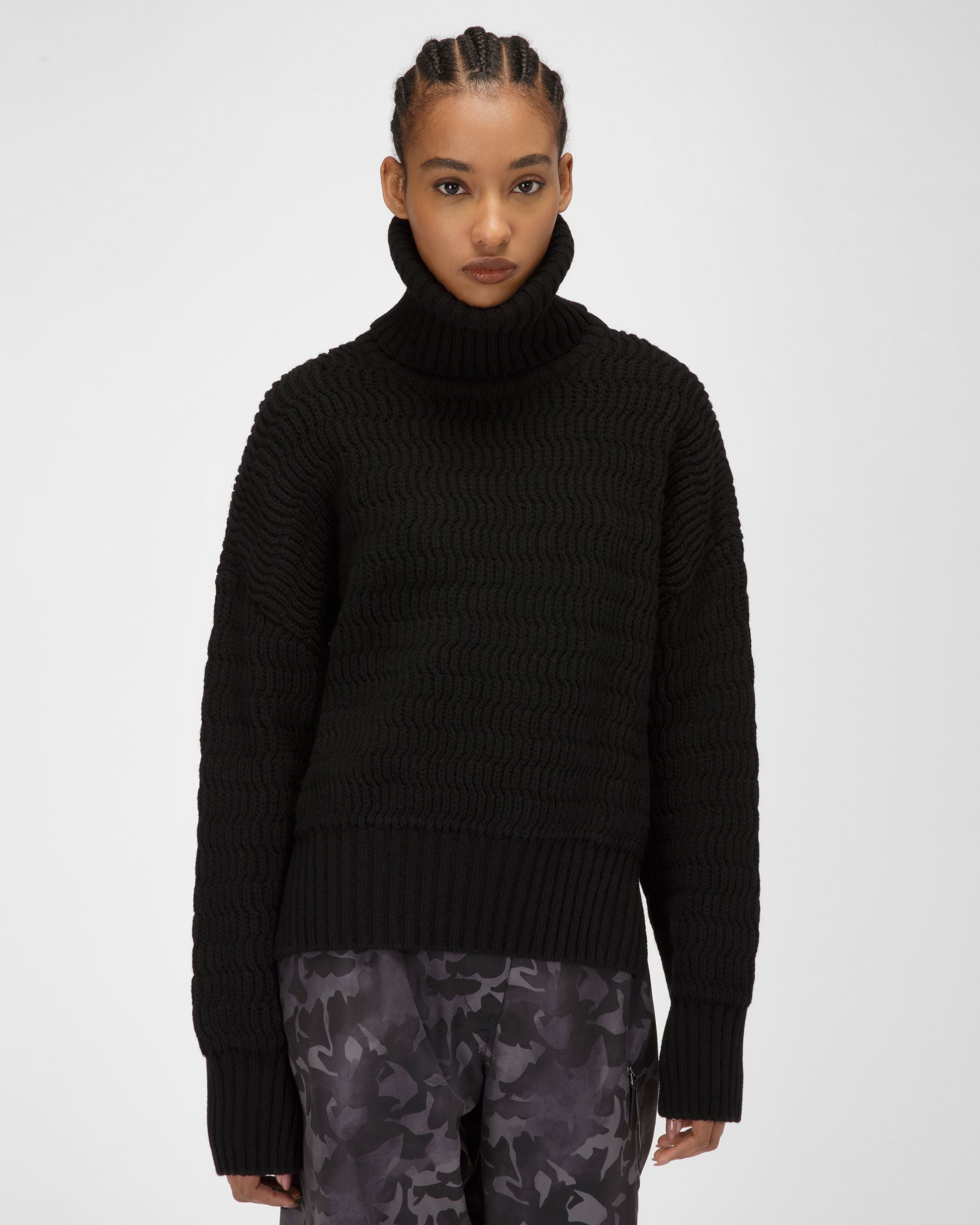 Rollkragenpullover Aus Schwarzer Wolle Und Kaschmir - Damen - Bally - 03