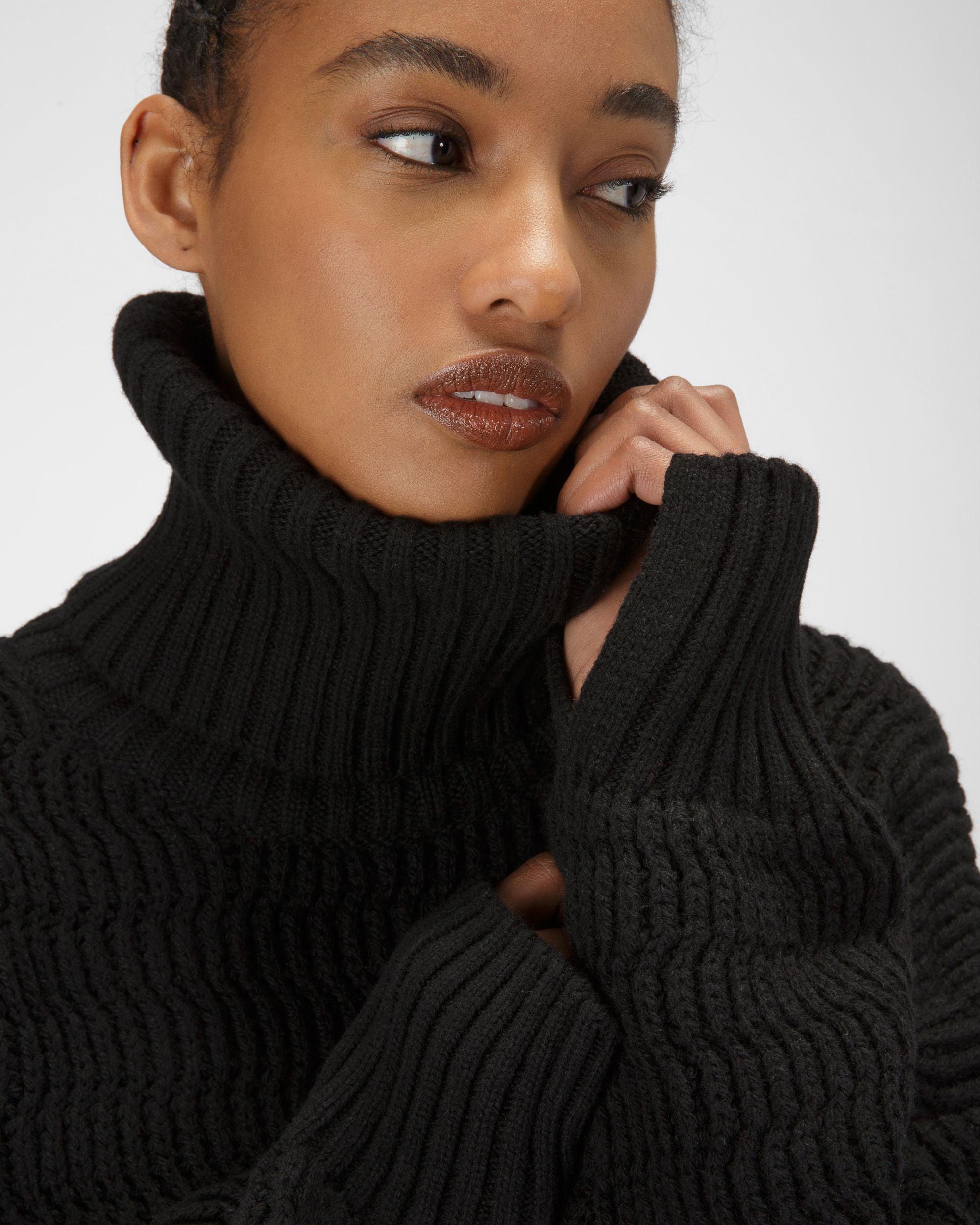 Rollkragenpullover Aus Schwarzer Wolle Und Kaschmir - Damen - Bally - 04