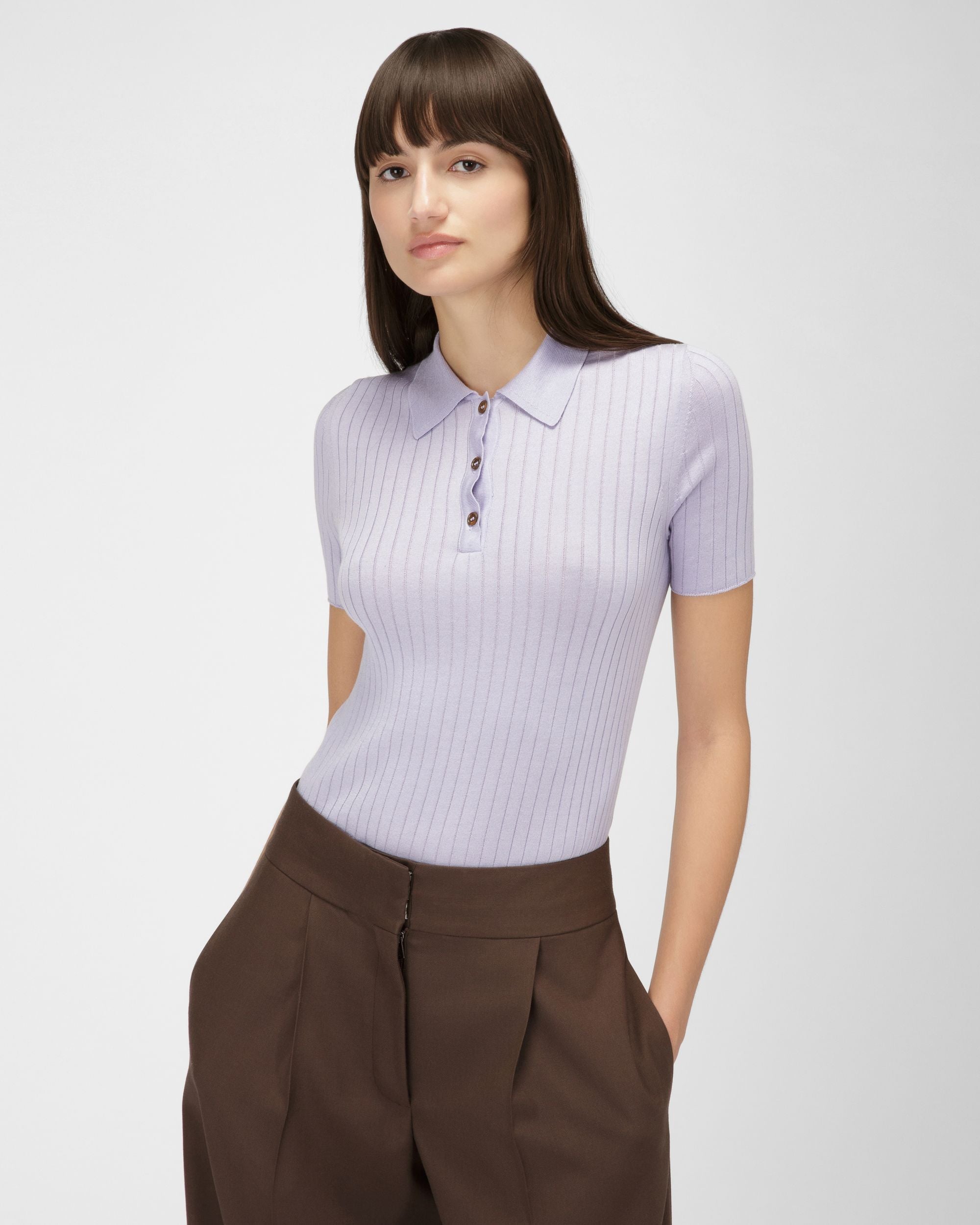 Polohemd Aus Fliederfarbener Baumwolle Und Seide - Damen - Bally - 01