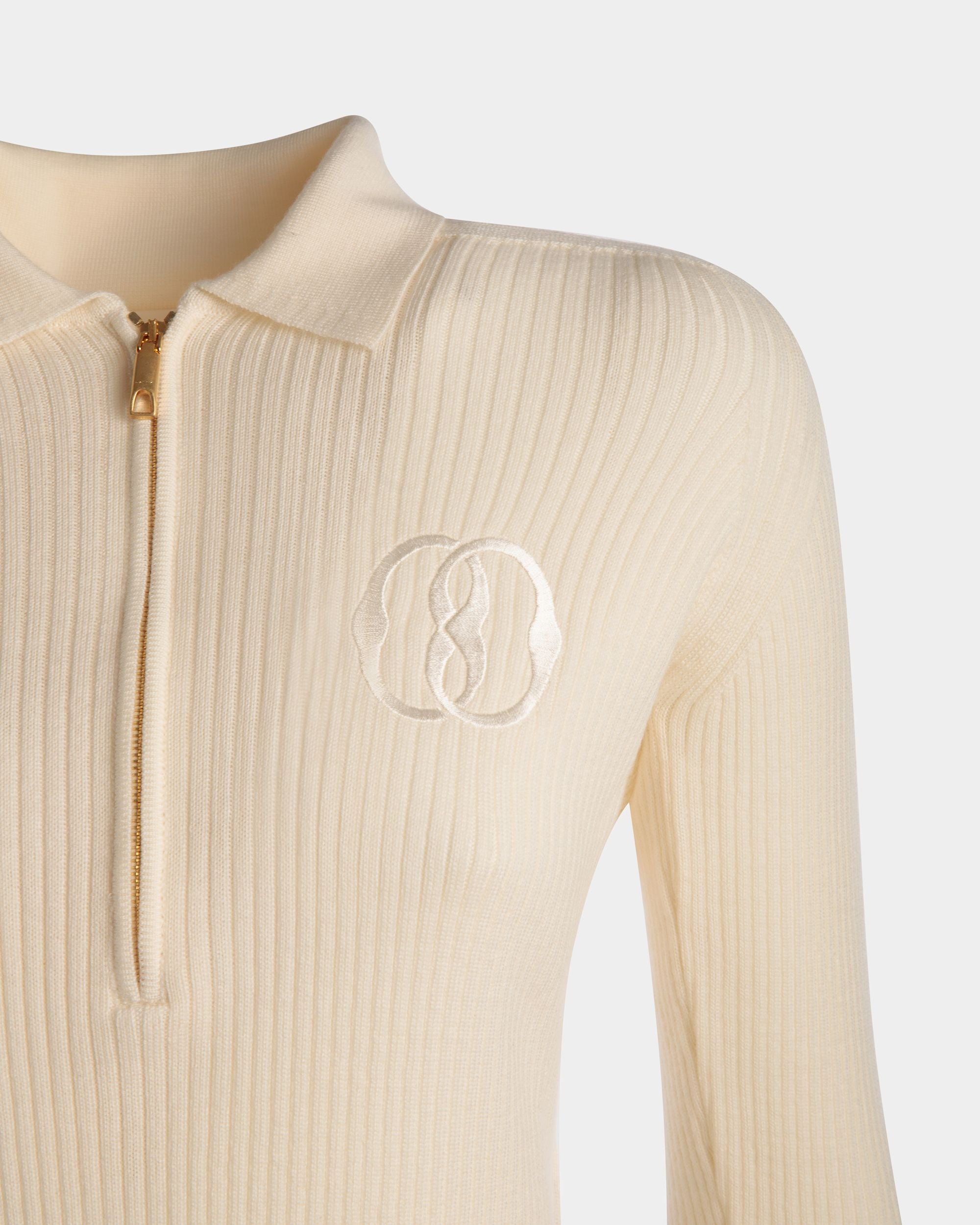 Langarm-Poloshirt Aus Wolle in Elfenbein - Damen - Bally - 02