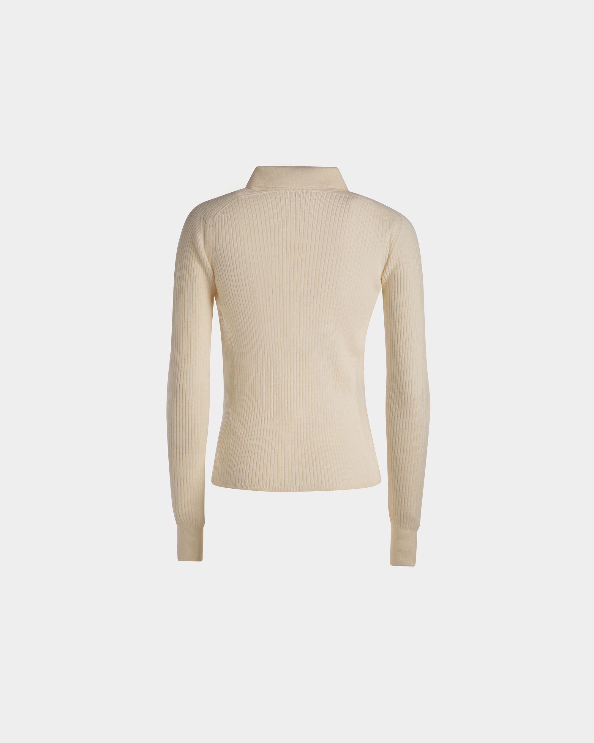 Langarm-Poloshirt Aus Wolle in Elfenbein - Damen - Bally - 03