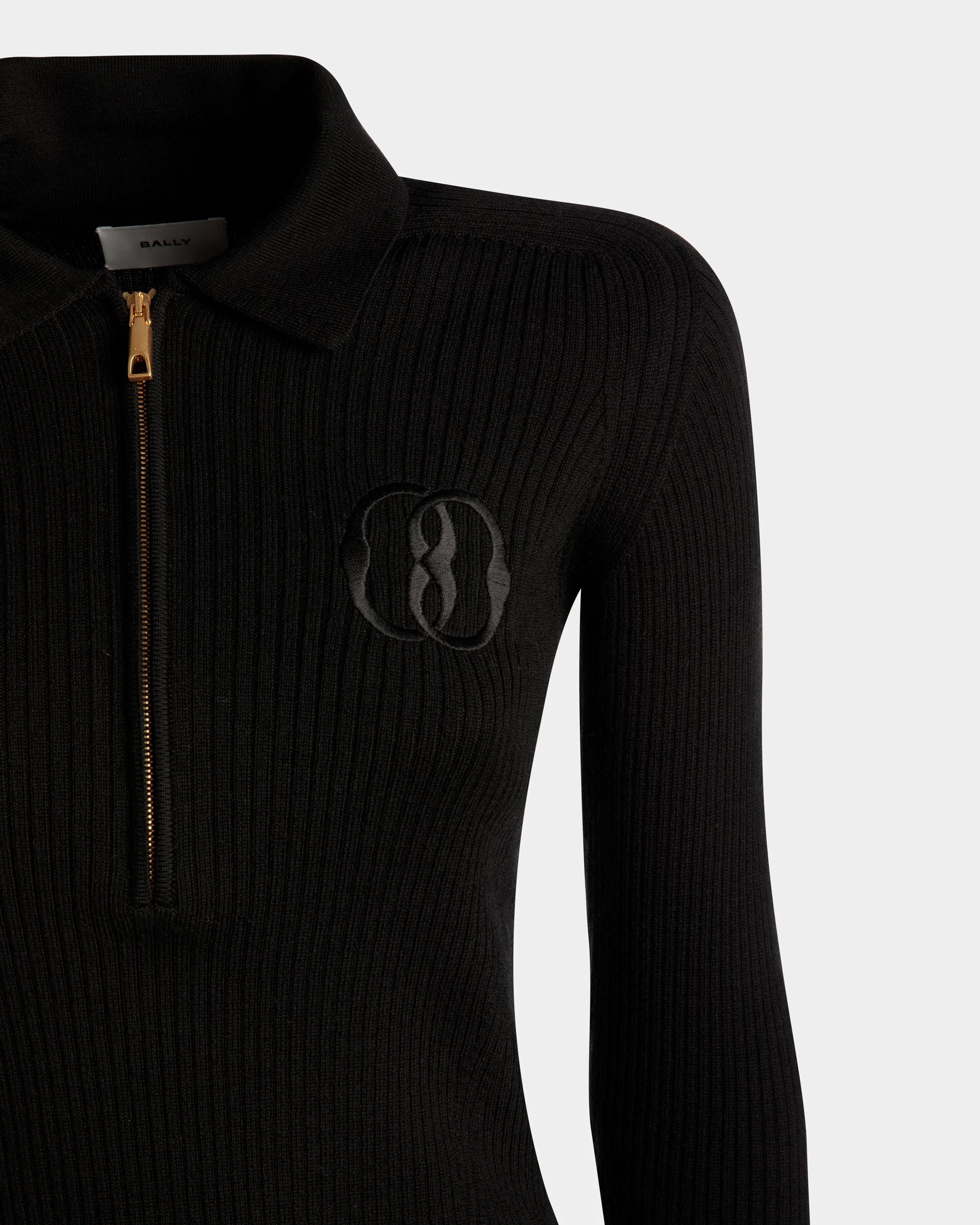 Langarm-Poloshirt Aus schwarzer Wolle - Damen - Bally - 02