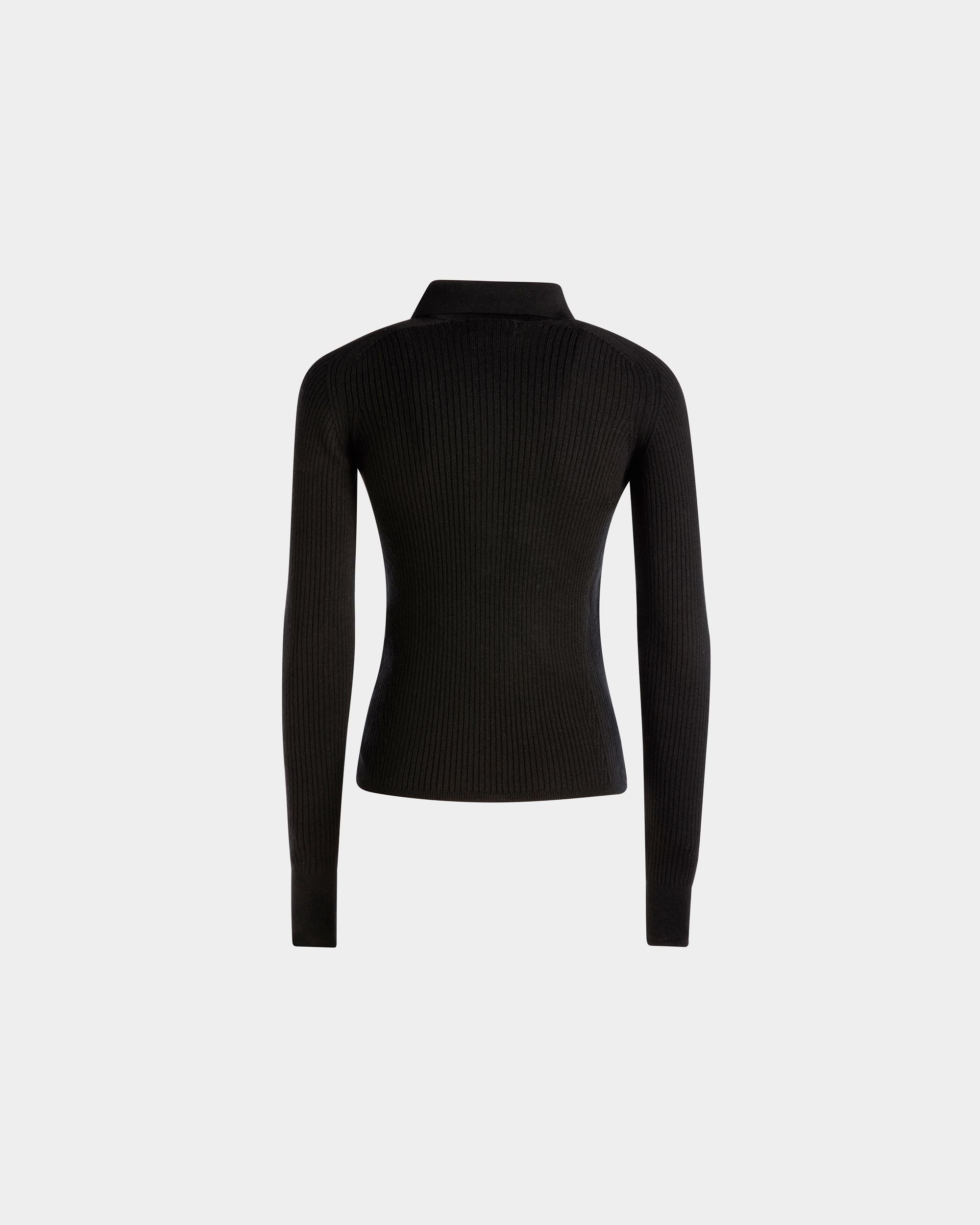 Langarm-Poloshirt Aus schwarzer Wolle - Damen - Bally - 03