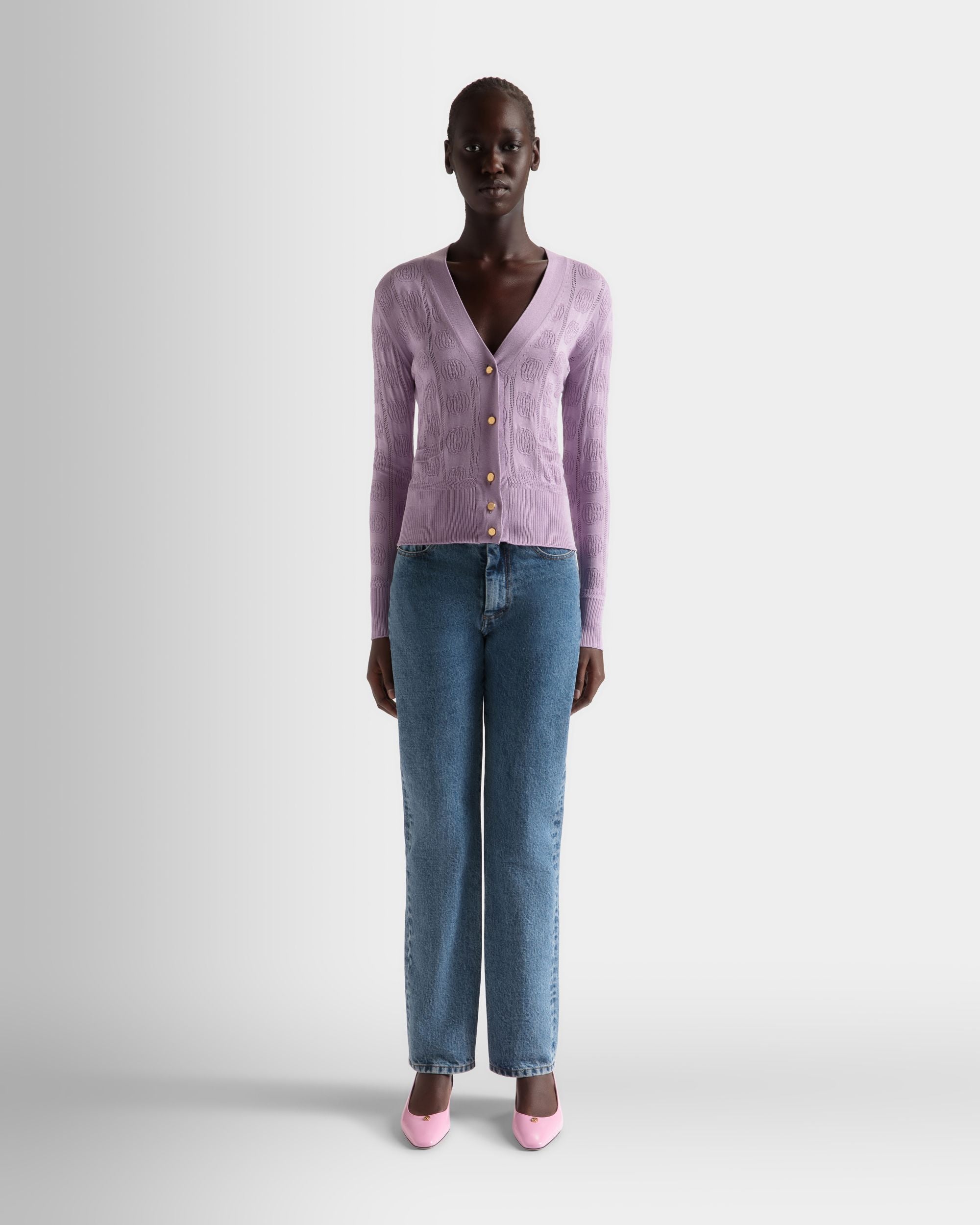 Cardigan Aus Seidenmischung In Fliederblau - Damen - Bally - 02