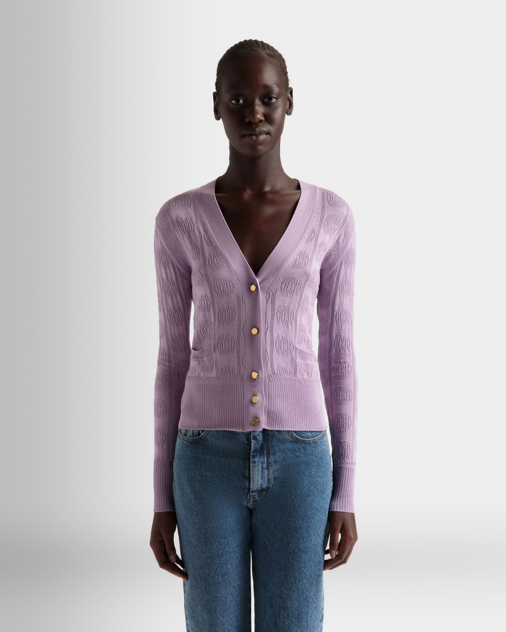 Cardigan Aus Seidenmischung In Fliederblau - Damen - Bally - 03