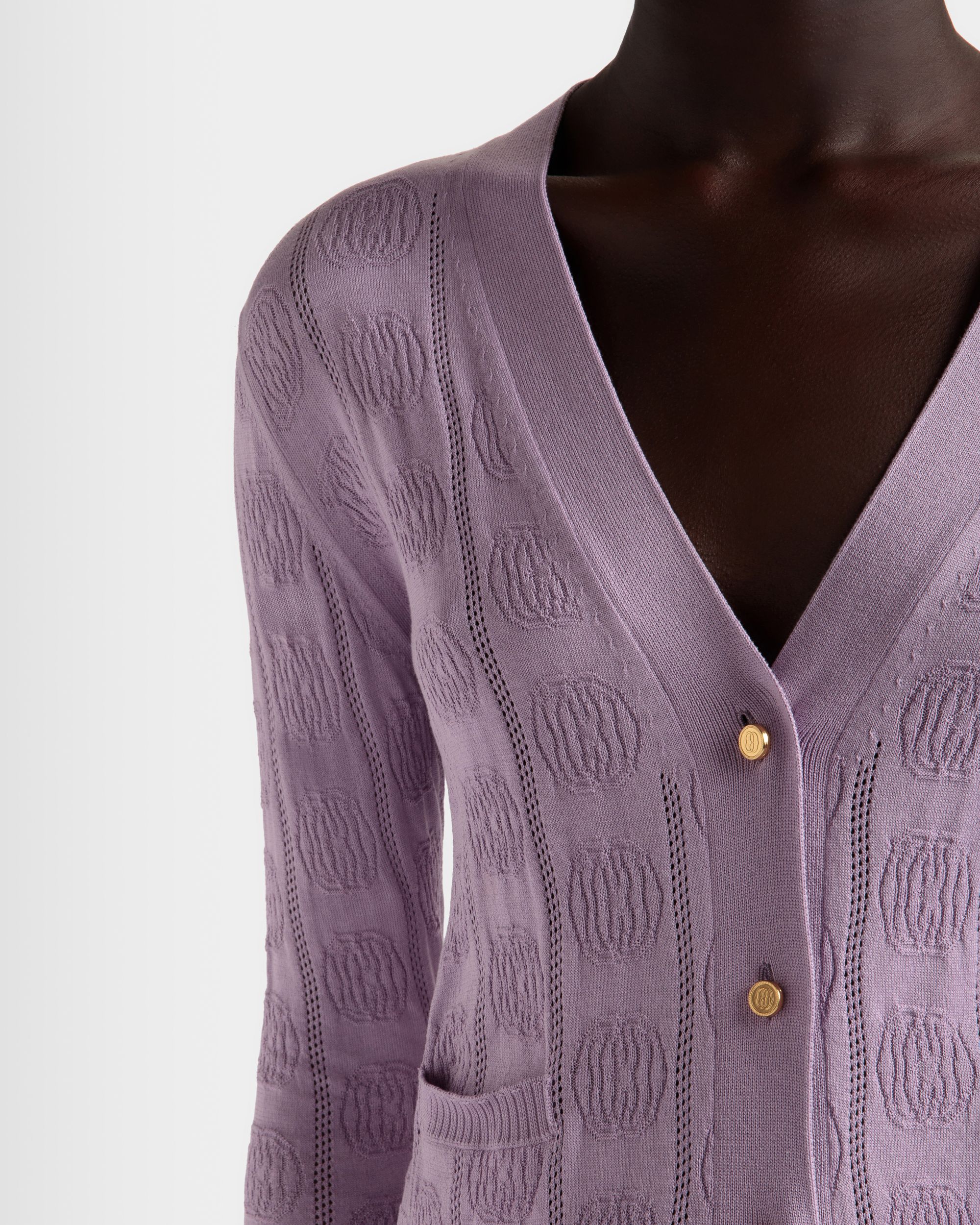 Cardigan Aus Seidenmischung In Fliederblau - Damen - Bally - 04