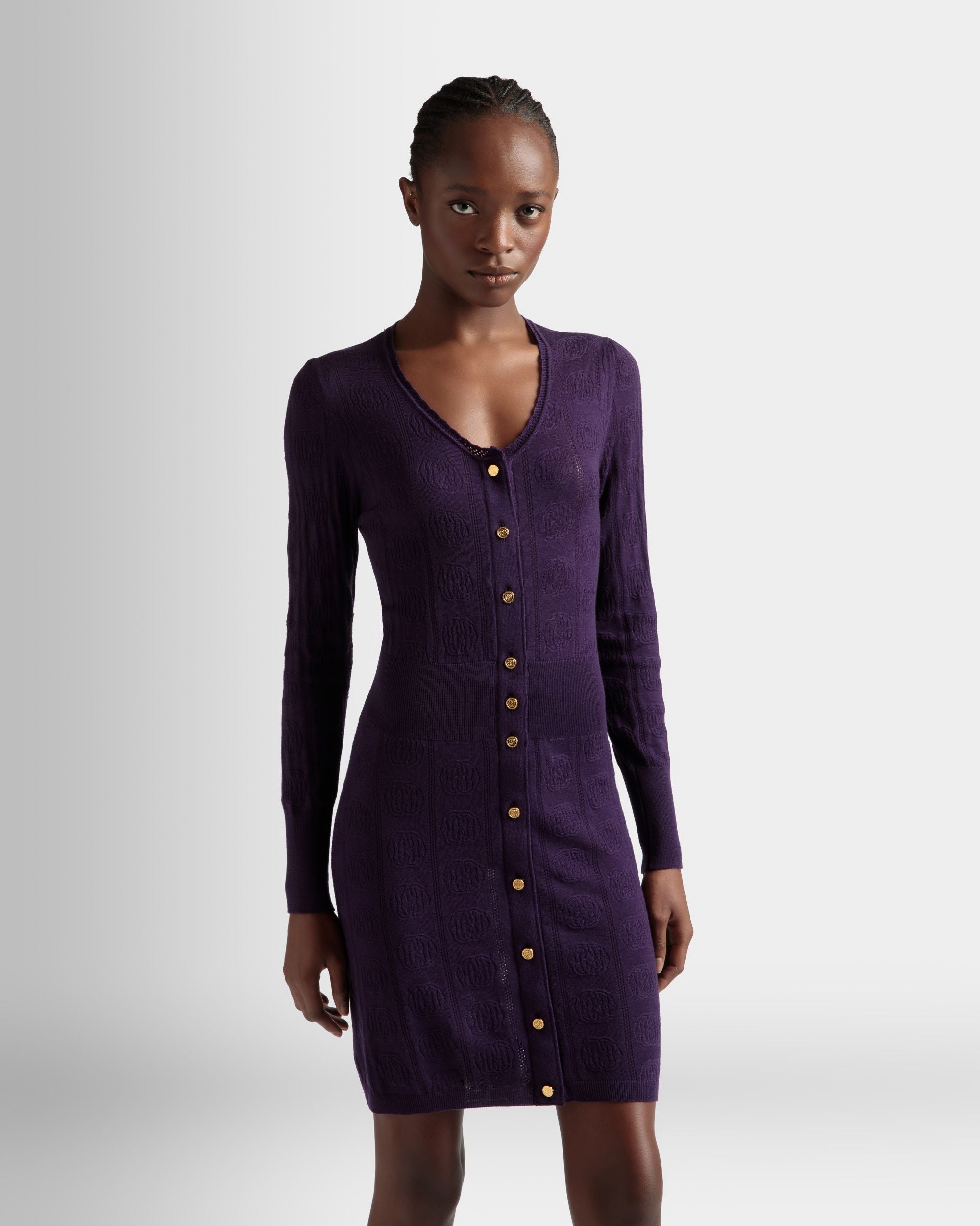 Kleid mit Strickdetail Aus Wolle in Orchidee - Damen - Bally - 02