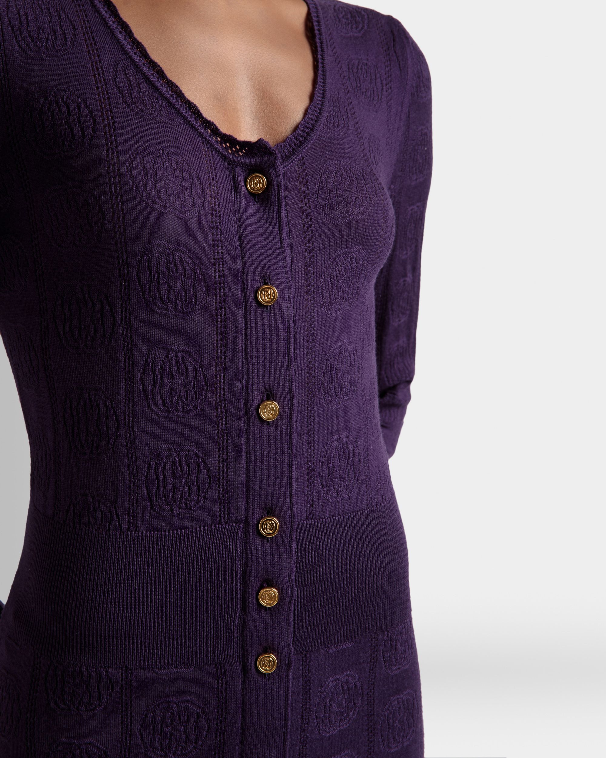 Kleid mit Strickdetail Aus Wolle in Orchidee - Damen - Bally - 03