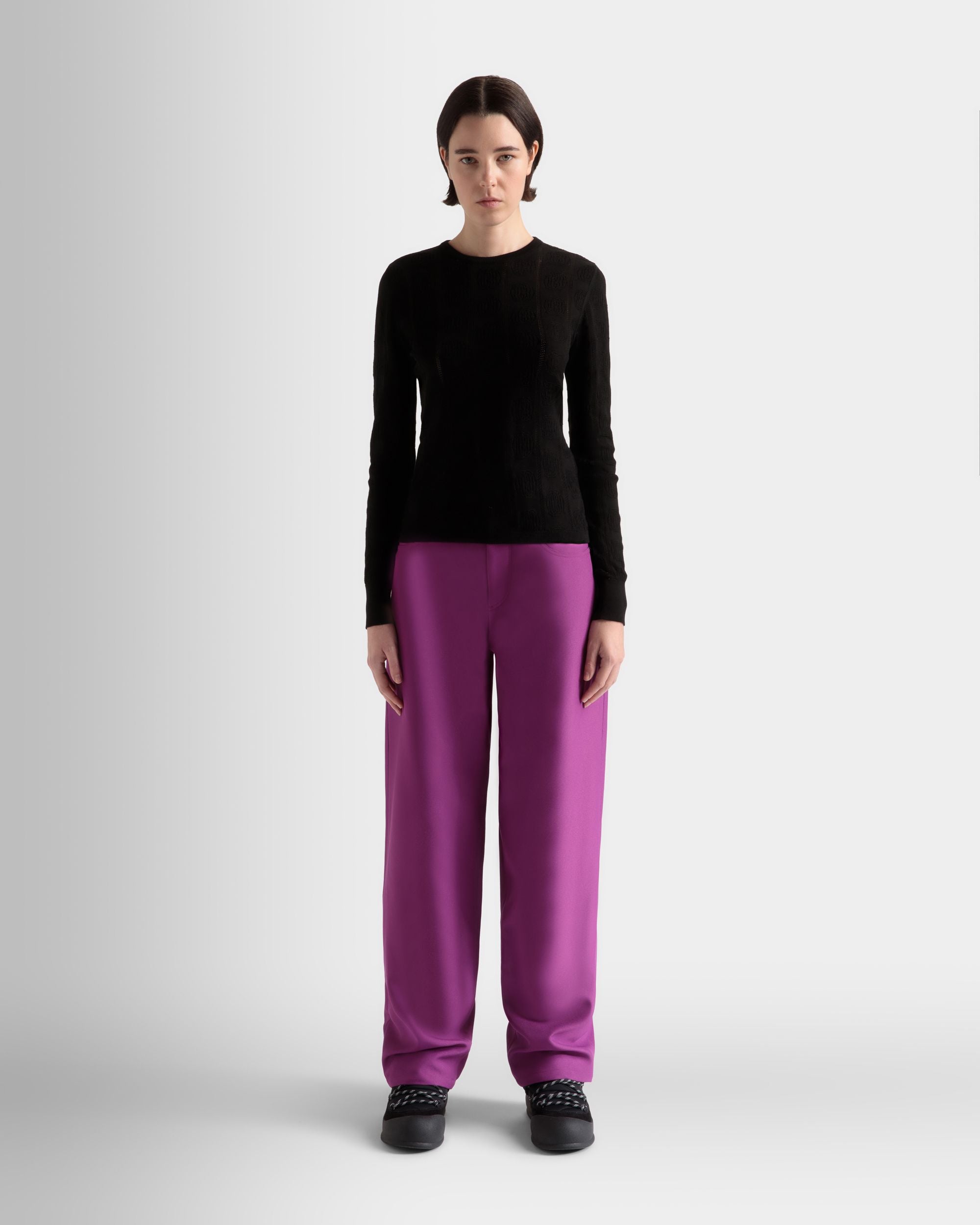 Rundhals-Shirt Baumwolle Und Seide In Schwarz - Damen - Bally - 02