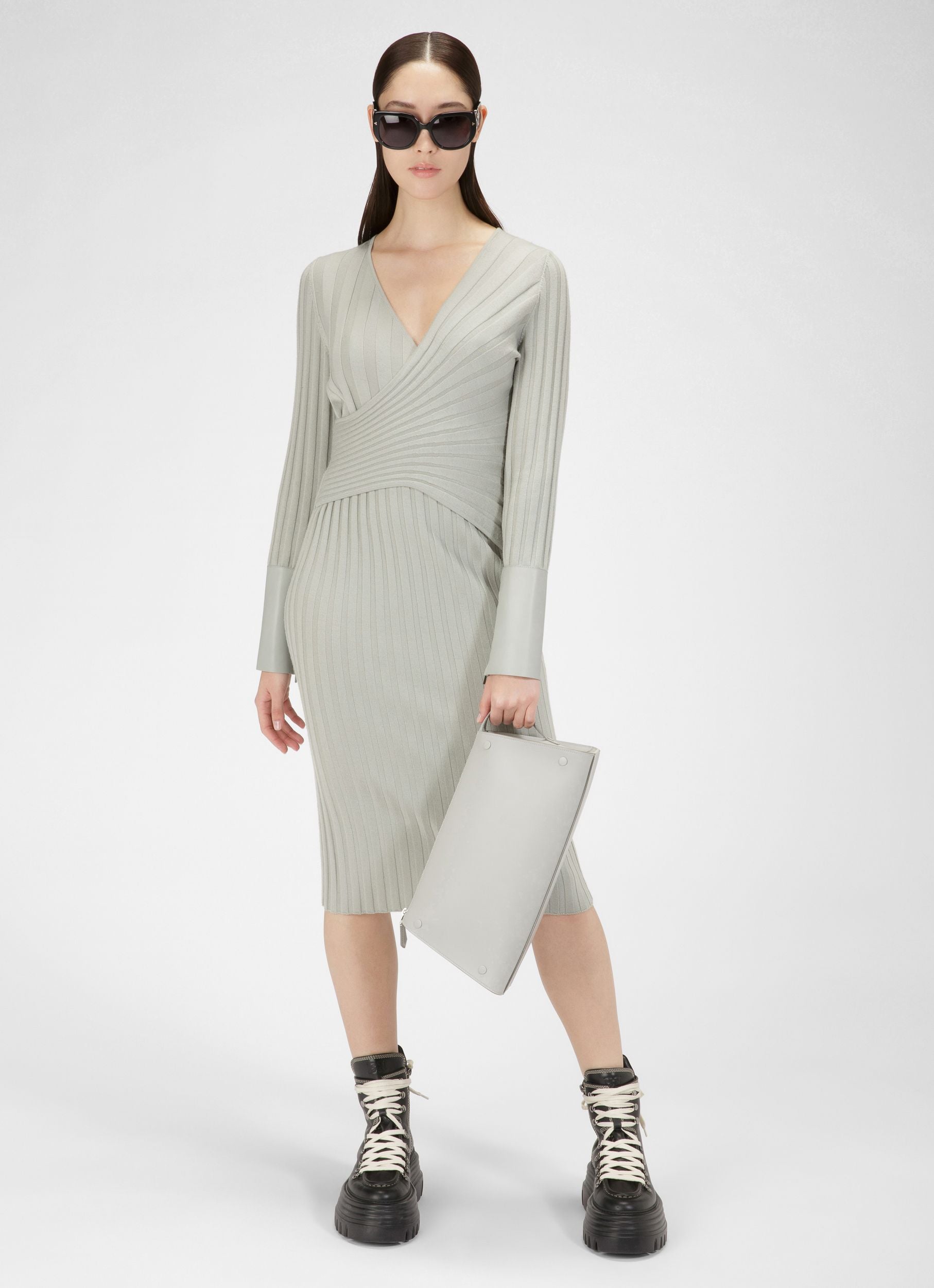 Kleid Aus Grauem Woll-Kaschmir-Mischgewebe - Damen - Bally - 05