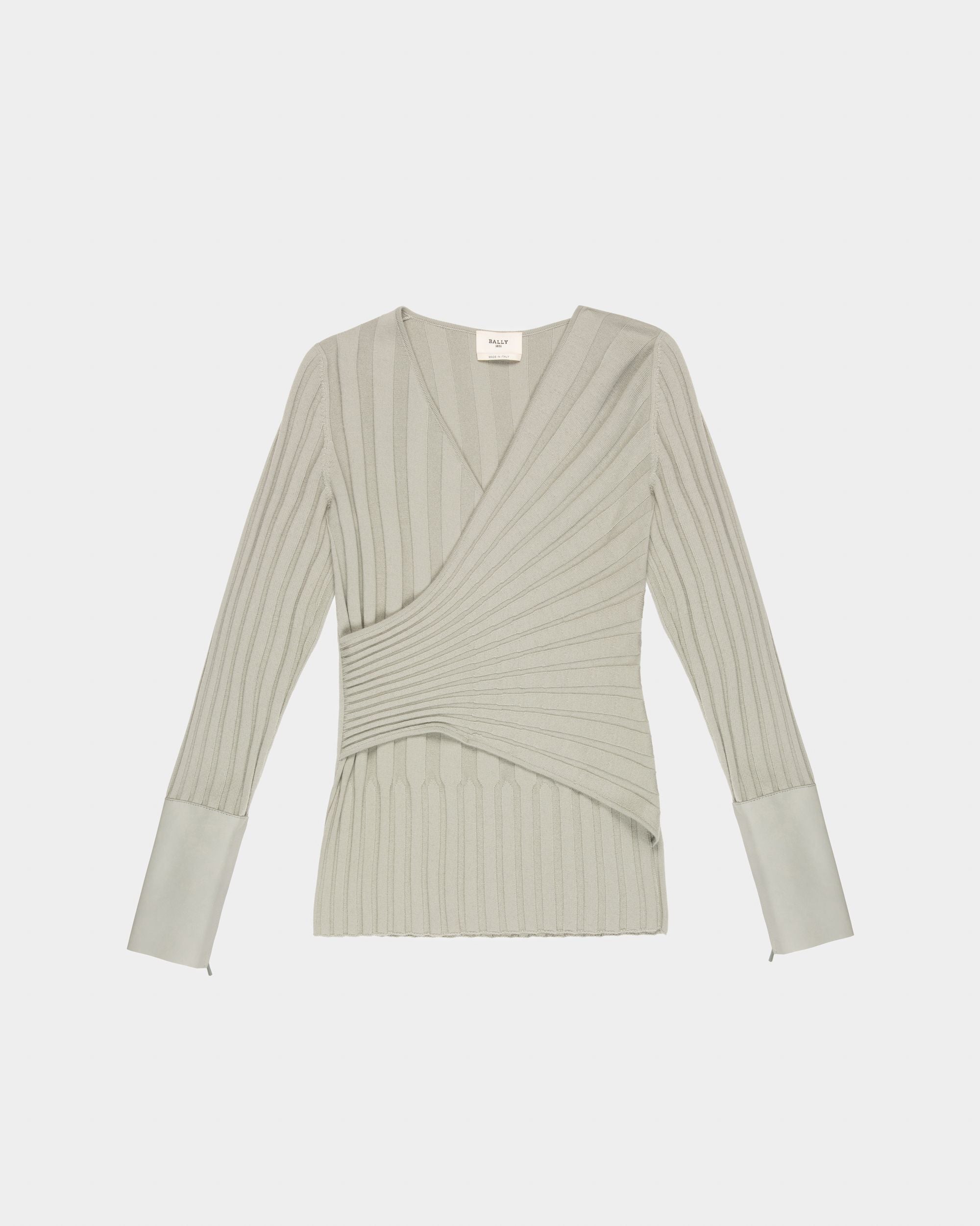 Aus Grauem Woll-Kaschmir-Mischgewebe Mit V-Ausschnitt - Damen - Bally - 04