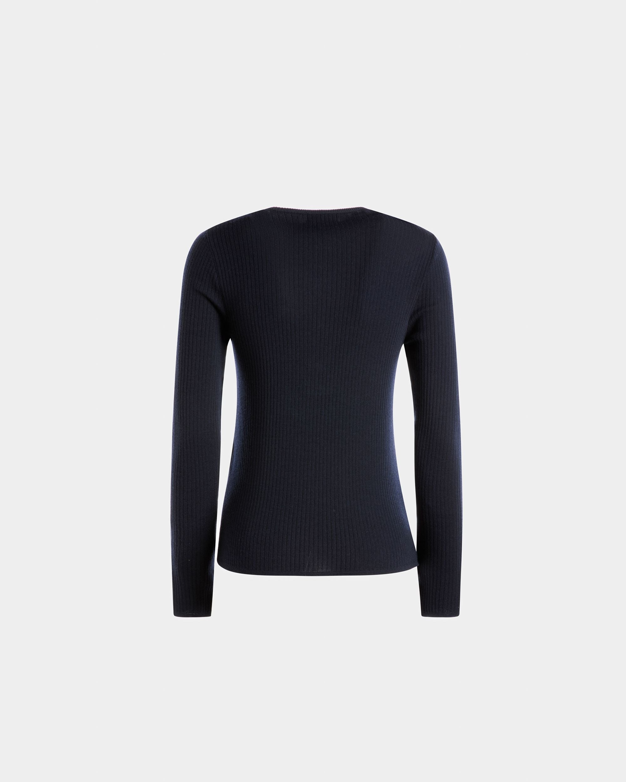 Henley Pullover Aus Tintenblauer Wolle - Damen - Bally - 07